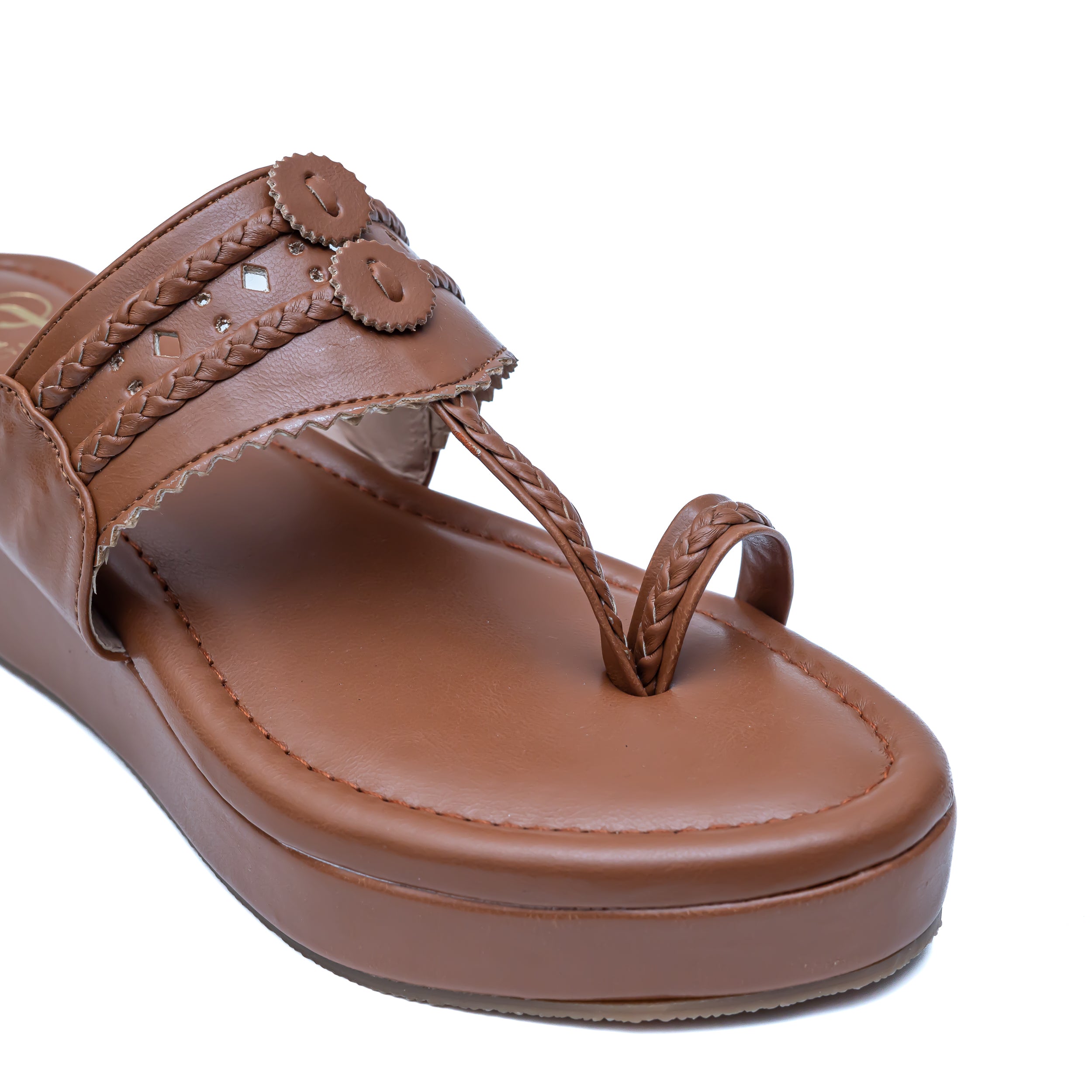 Traditional Kolhapuri Platforms - Tan