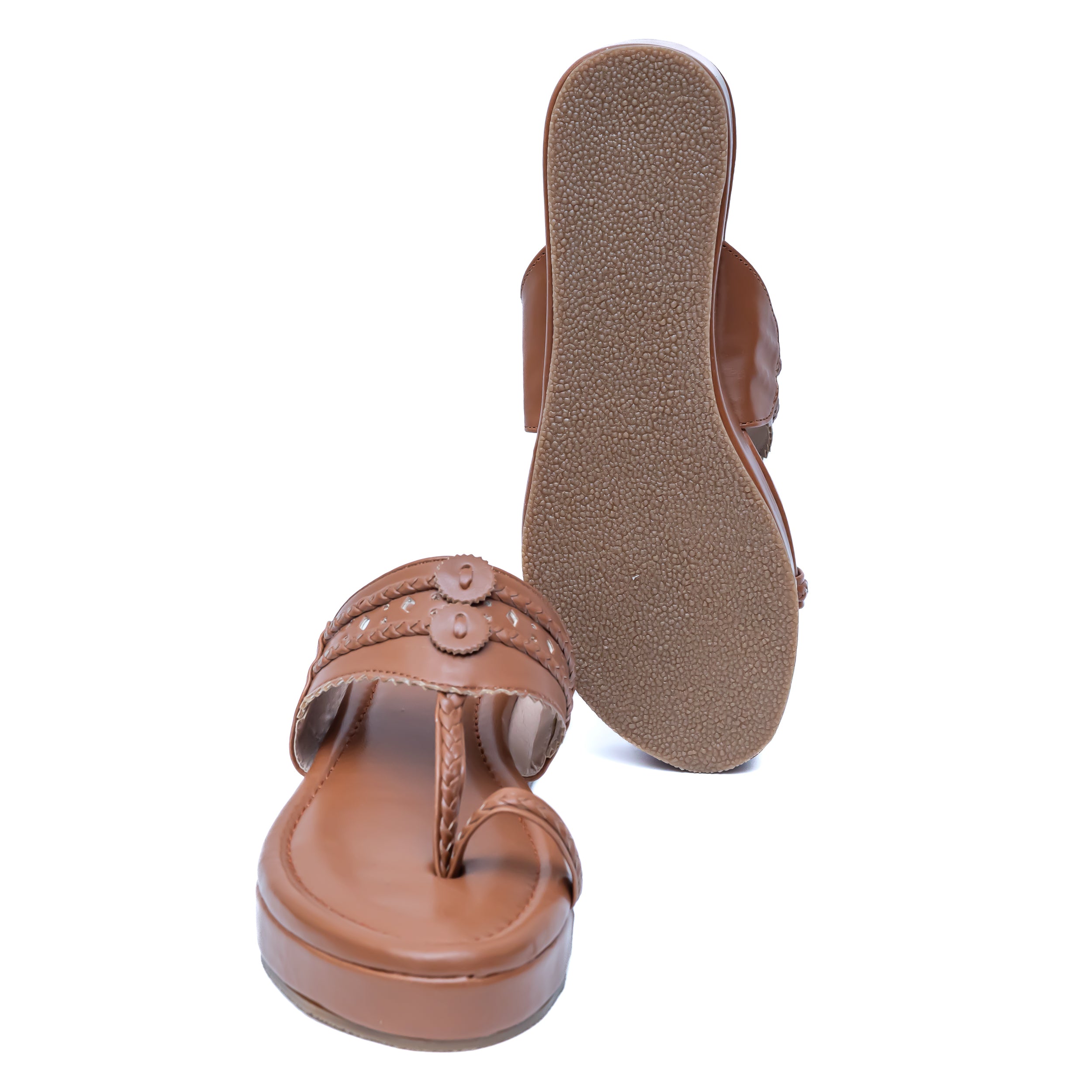 Traditional Kolhapuri Platforms - Tan