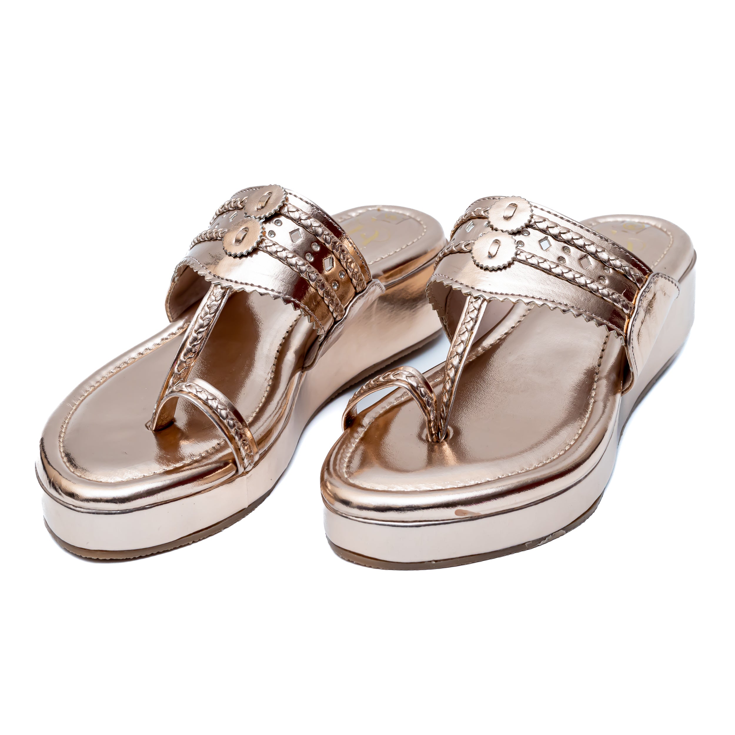 Traditional Kolhapuri Platforms - Rosegold