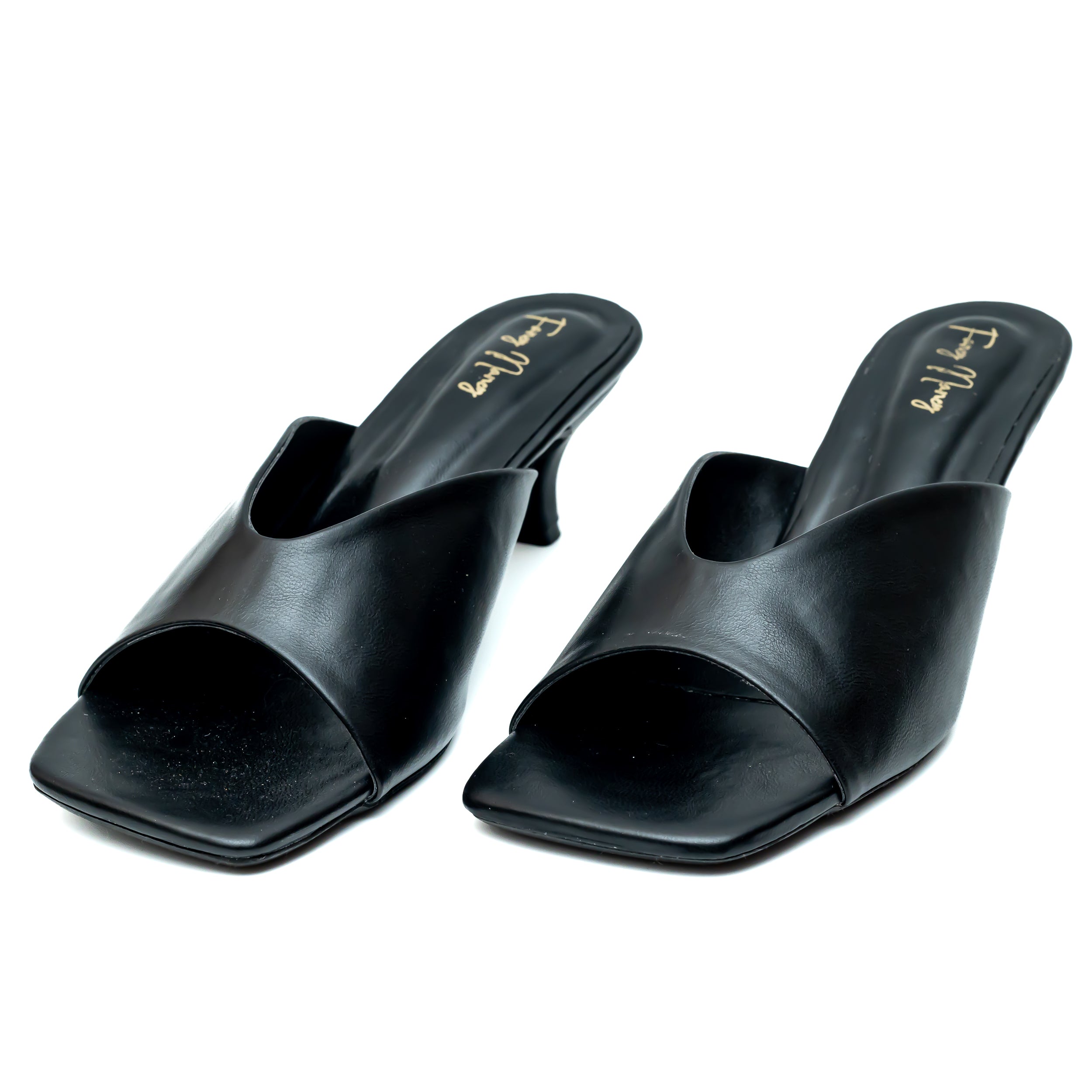 Open Toe Mules - Black