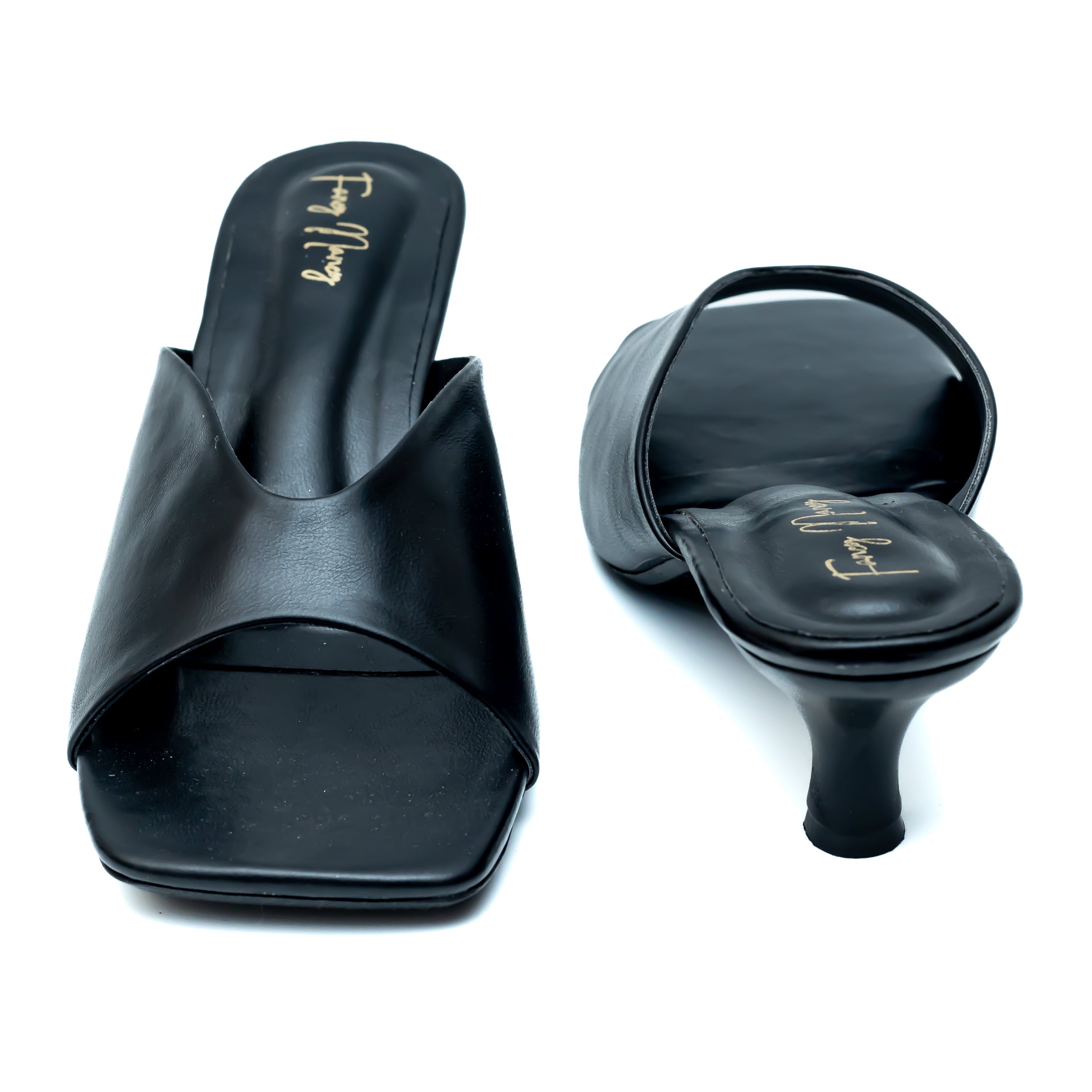 Open Toe Mules - Black
