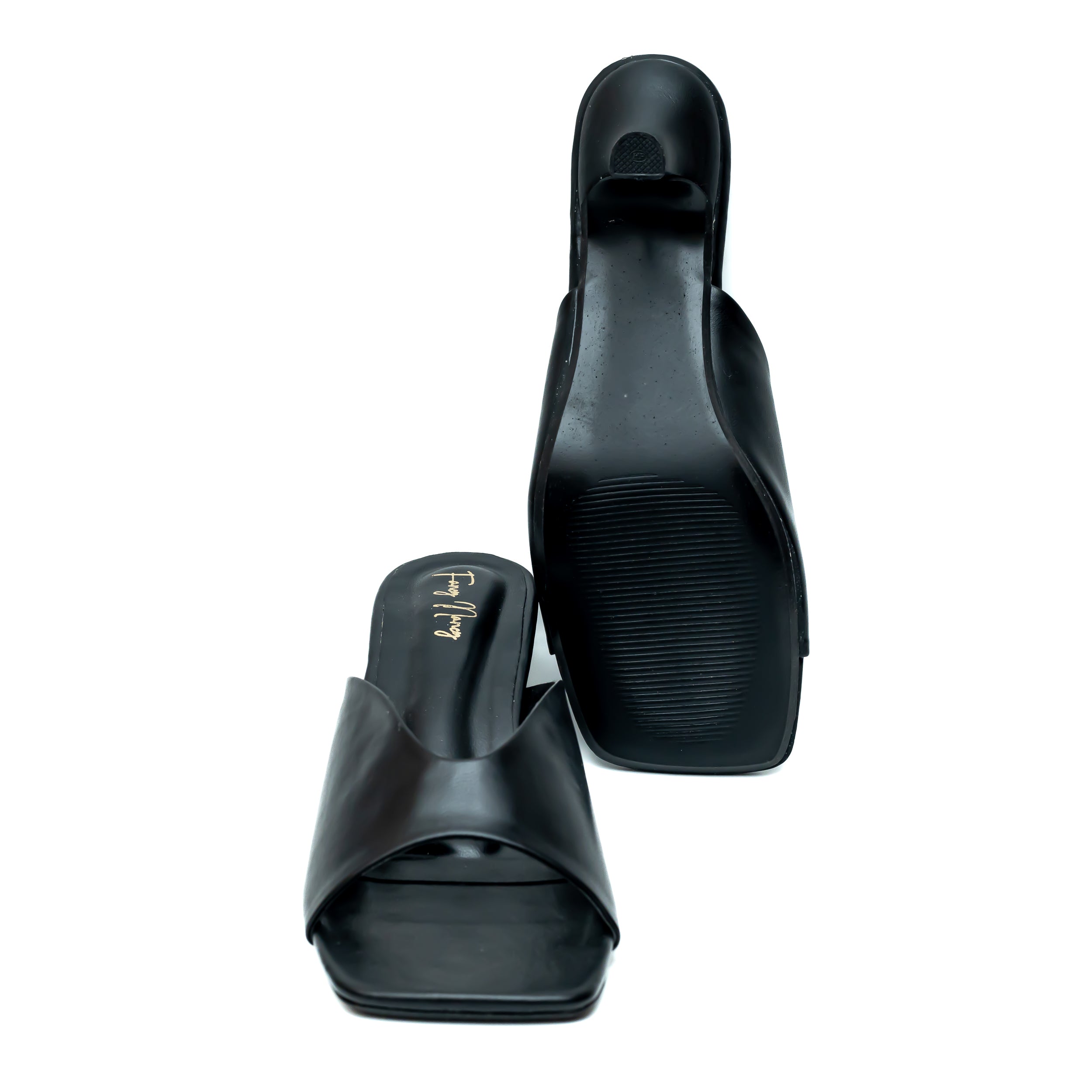 Open Toe Mules - Black