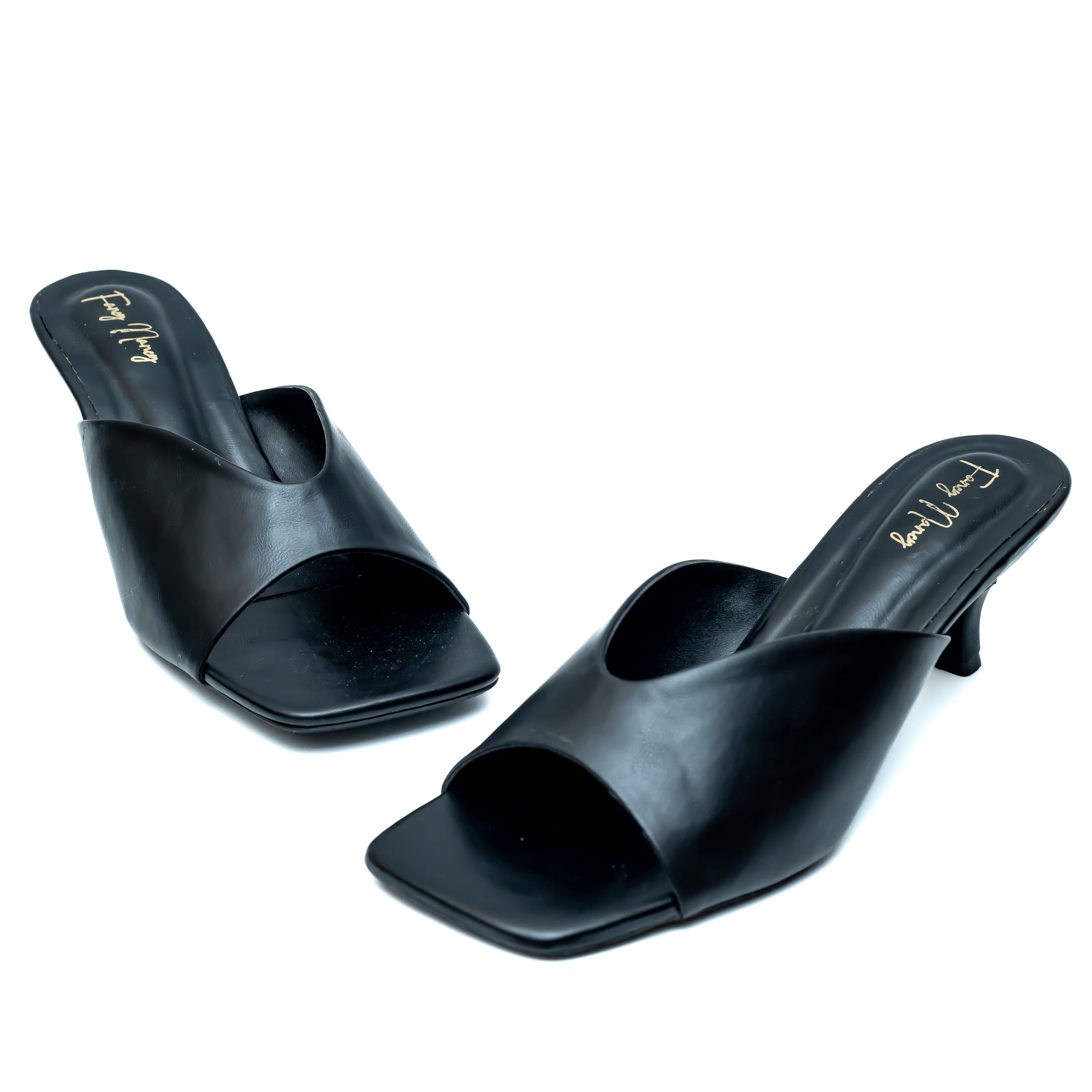 Open Toe Mules - Black