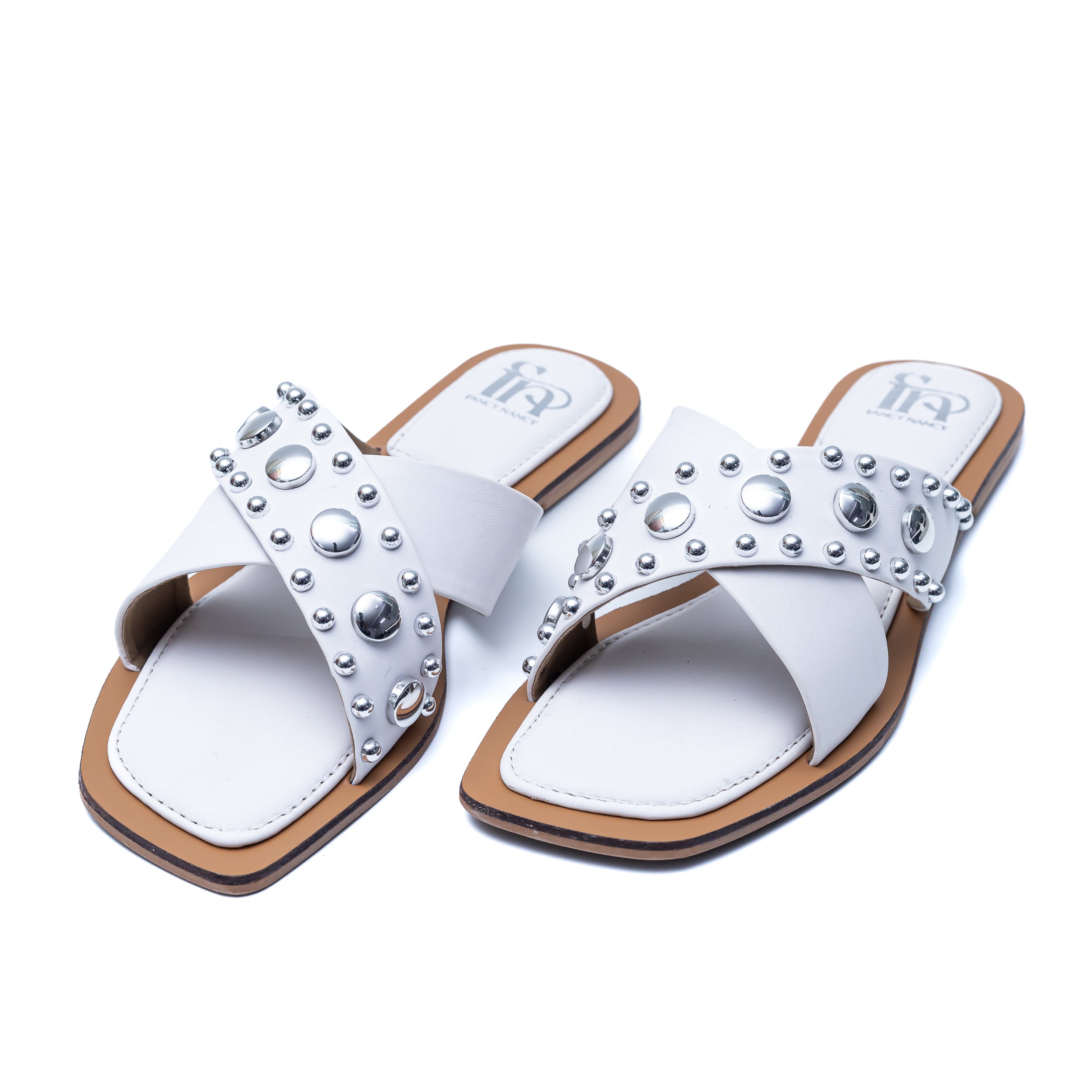 Crystal Criss Cross Flats - White