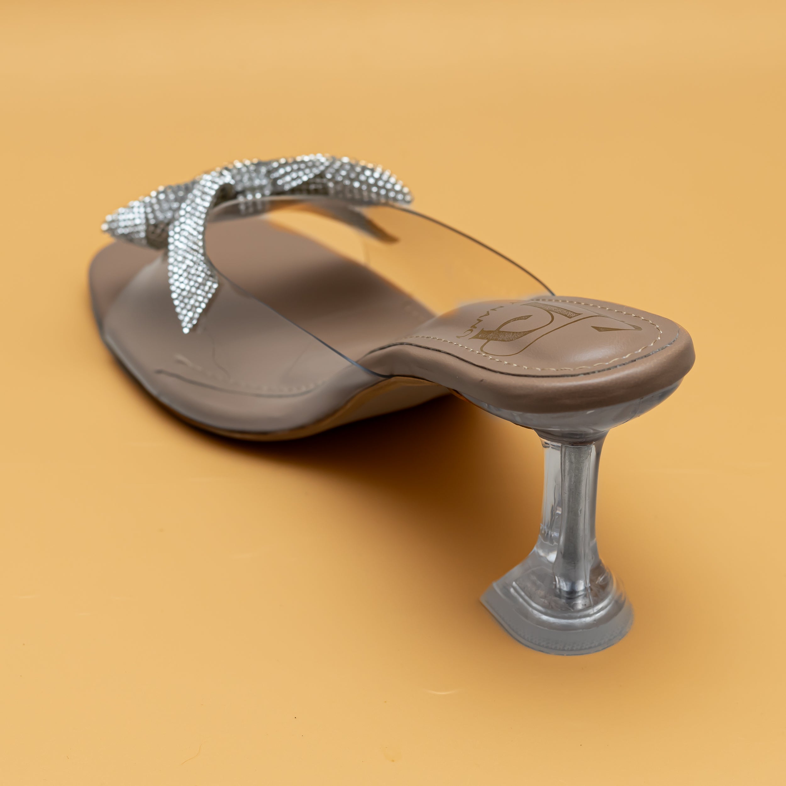 Shimmer Bow Heels - Nude