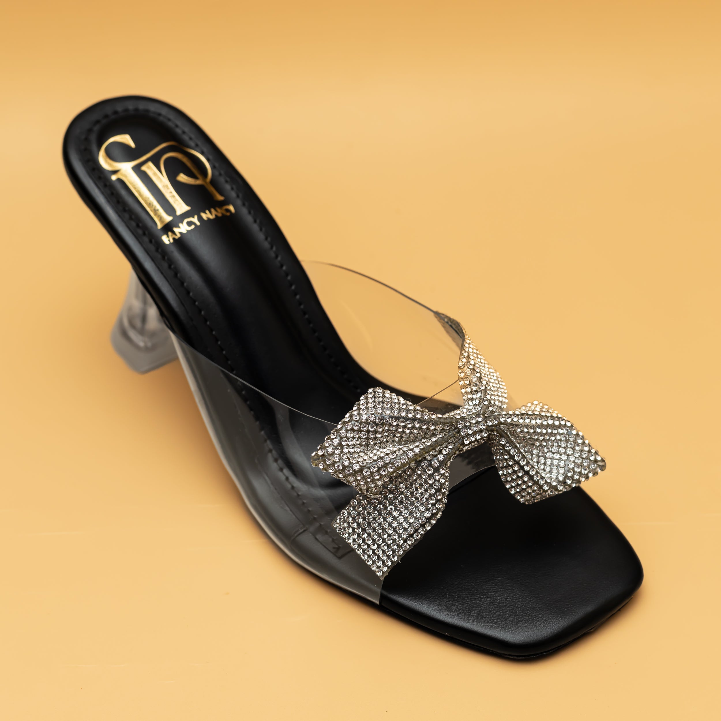 Shimmer Bow Heels - Black