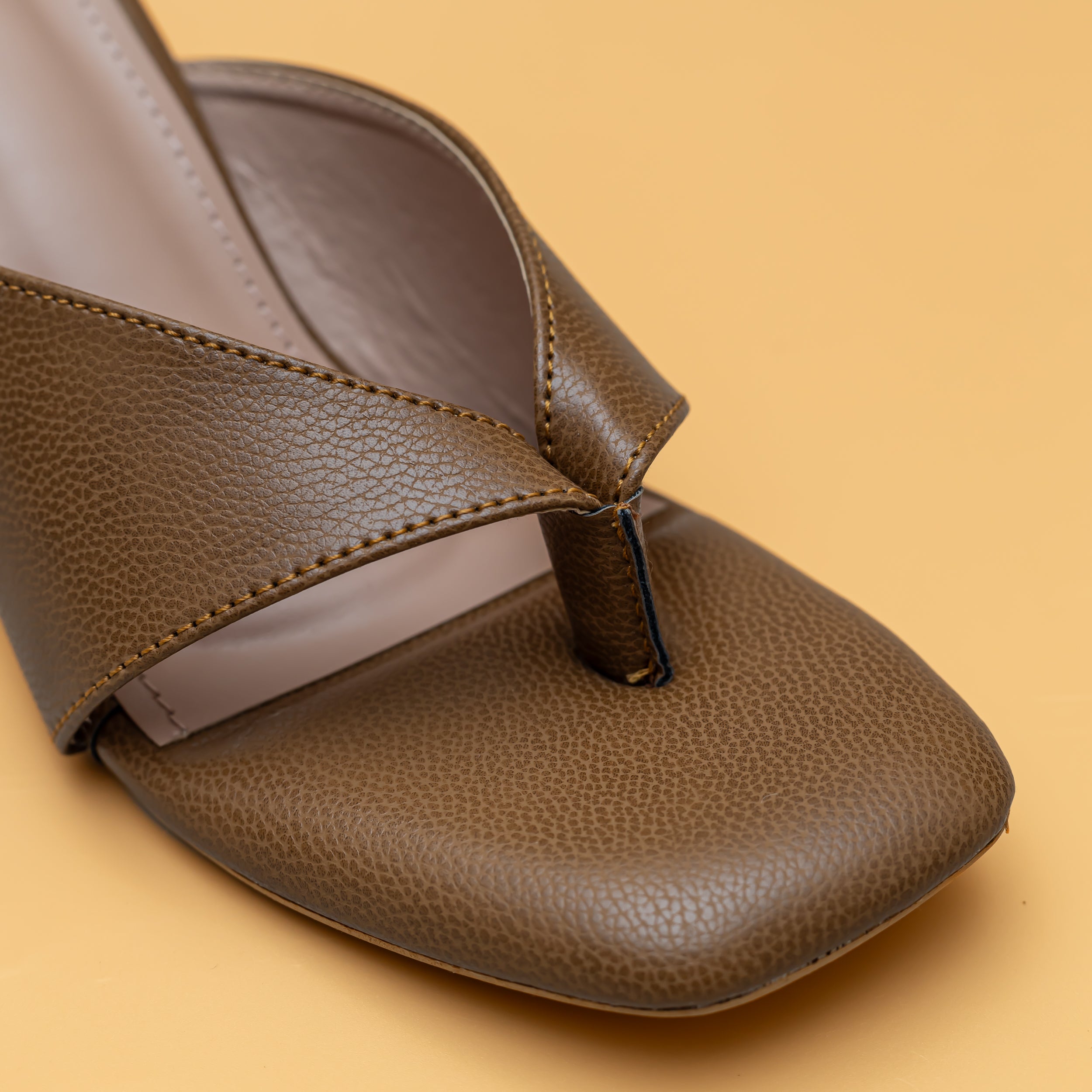 V Strap Sandals - Brown