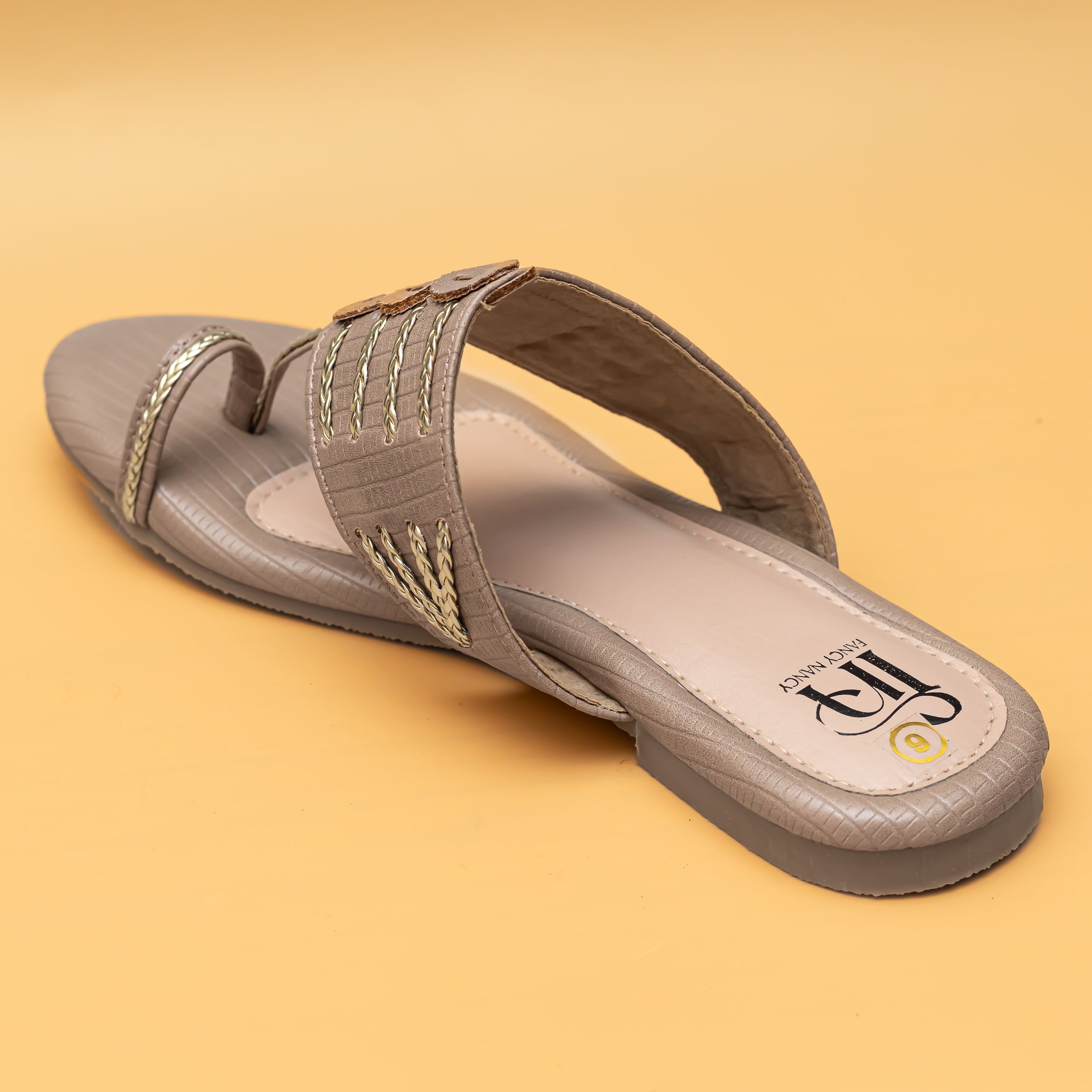 Braided Kolhapuri Flats - Beige
