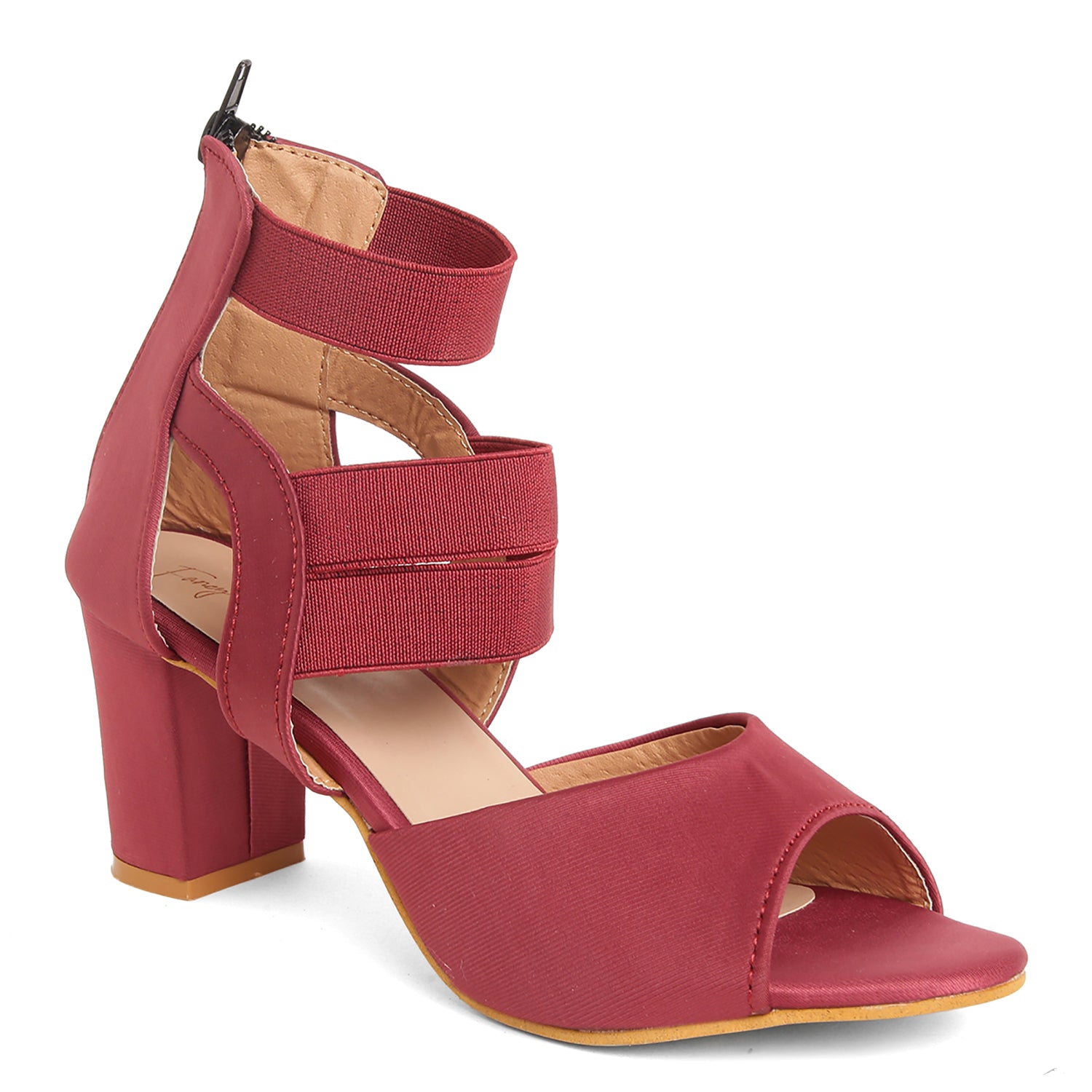 Zip Up Ankle Straps - Mehroon