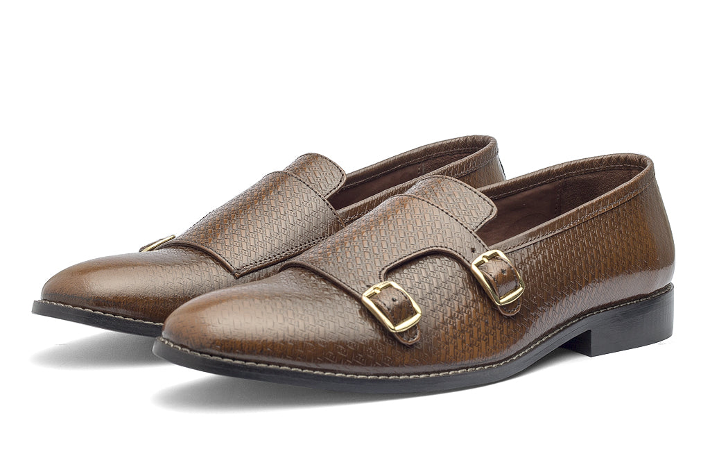 Jacob Monk Straps - Printed Cognac - Dapperfeet