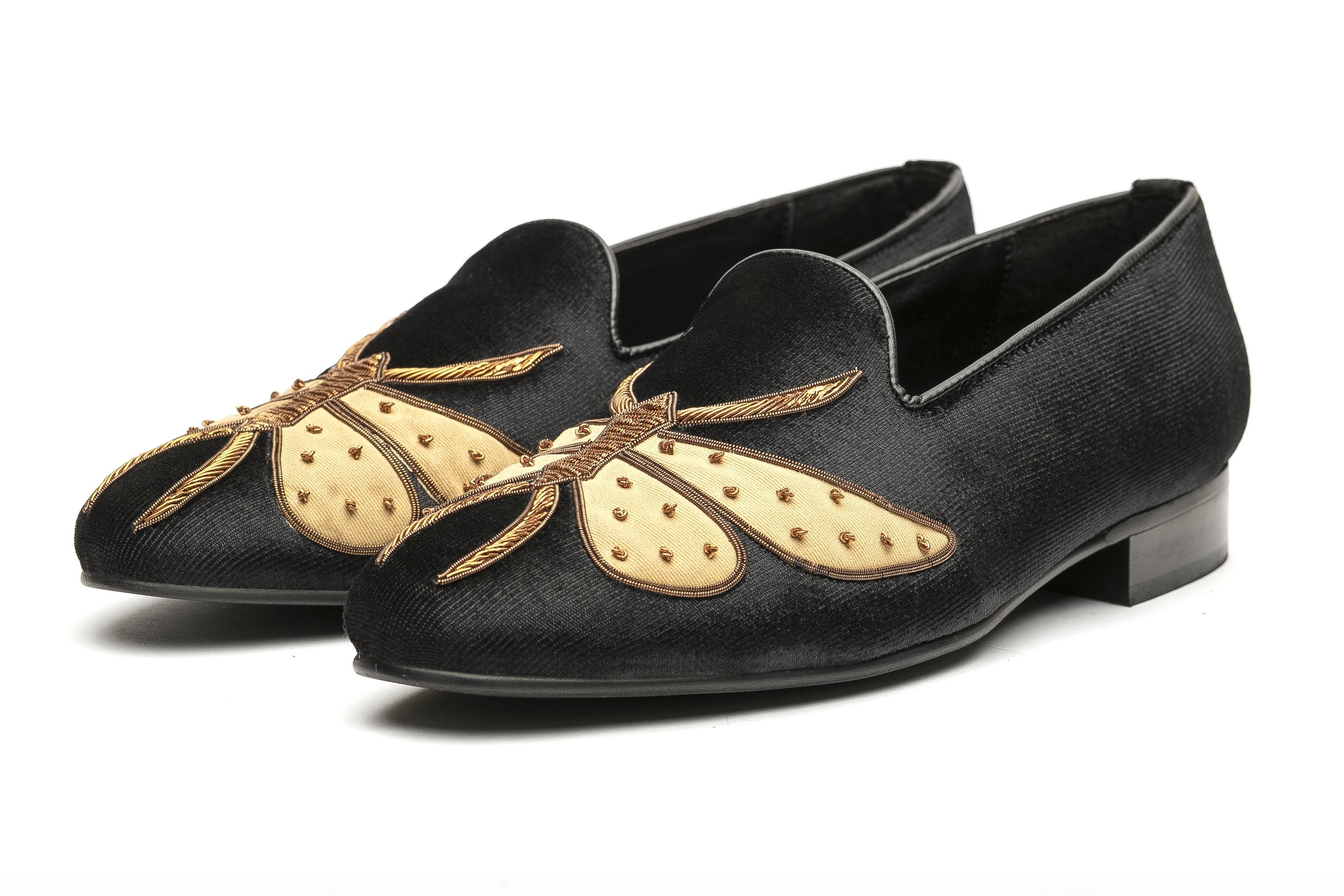 King Bee Zardozi Slipons - Black - Dapperfeet