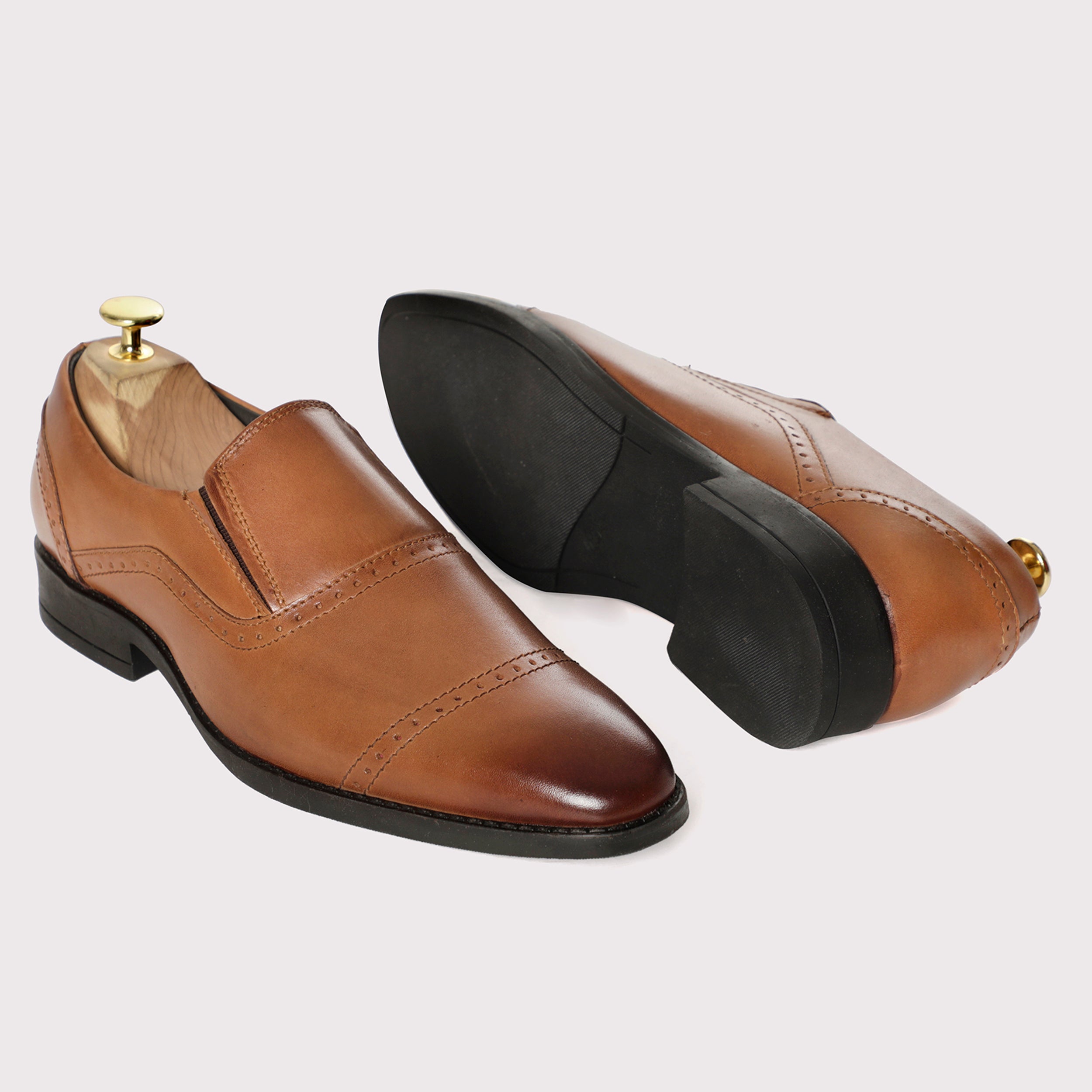 Louise Leather Moccasins - Tan