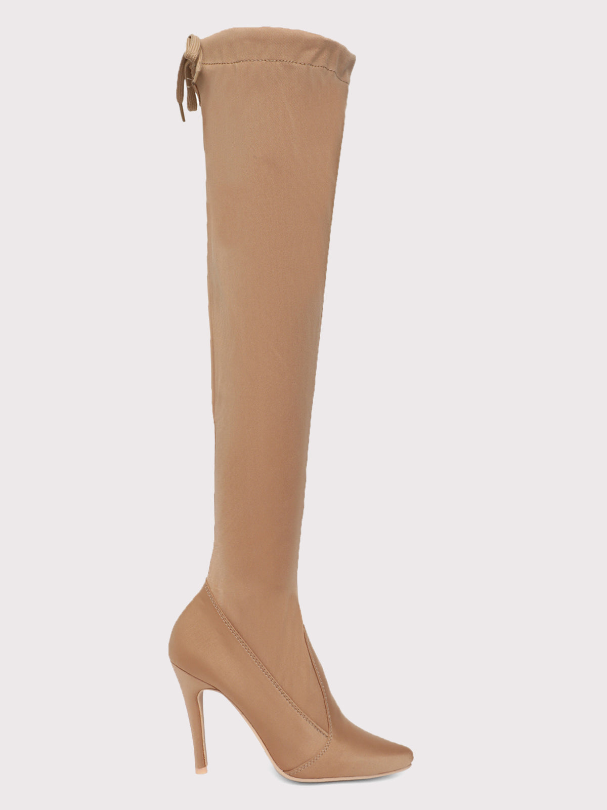 Knee High Stiletto Boots - Tan