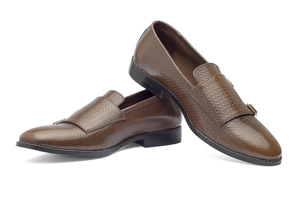 Jacob Monk Straps - Printed Cognac - Dapperfeet