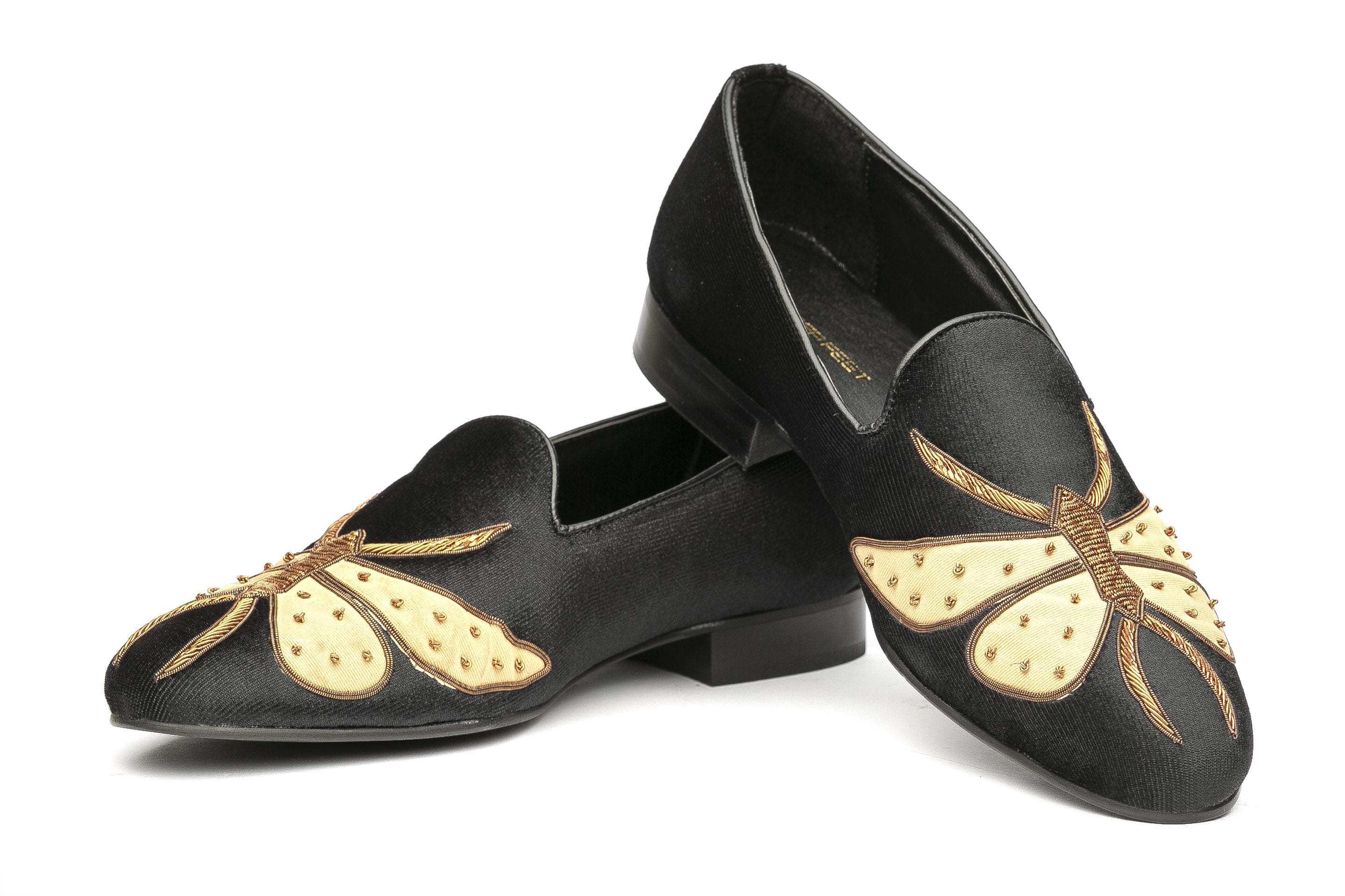 King Bee Zardozi Slipons - Black - Dapperfeet