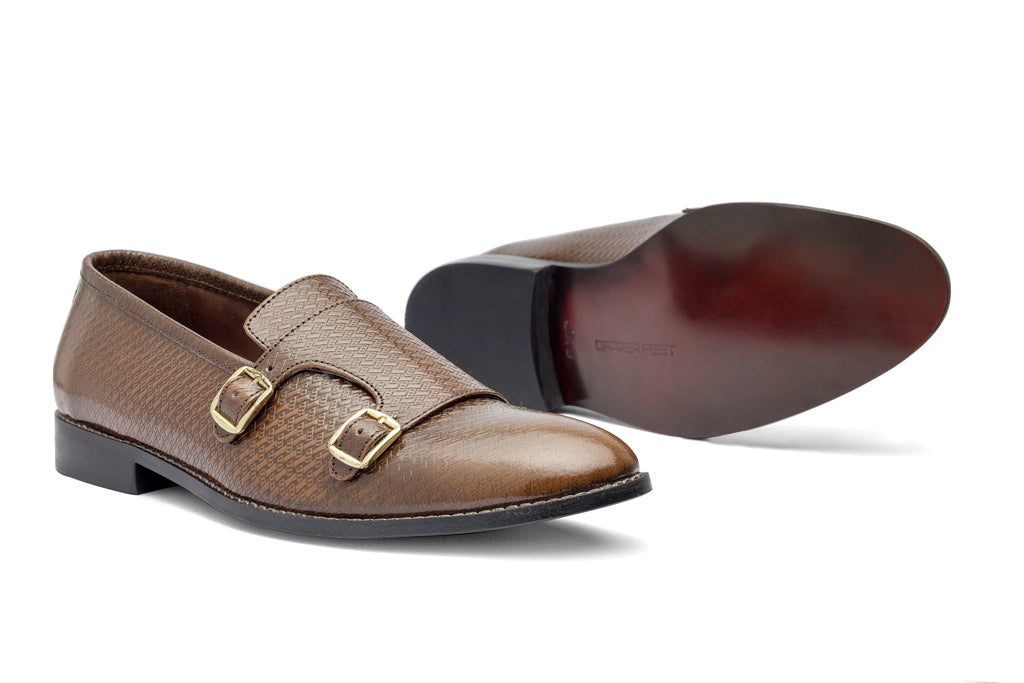 Jacob Monk Straps - Printed Cognac - Dapperfeet