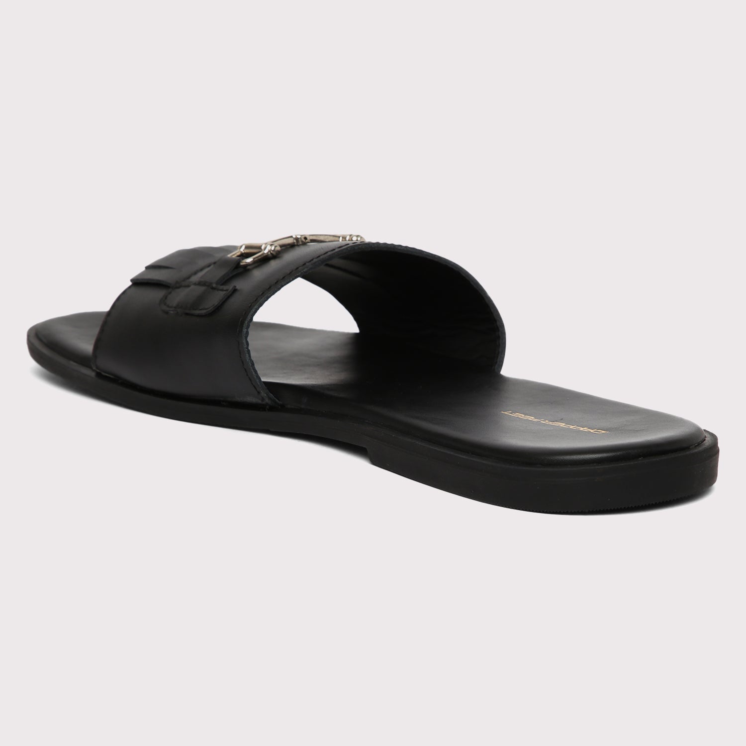 Horsebit Buckle Slippers - Black