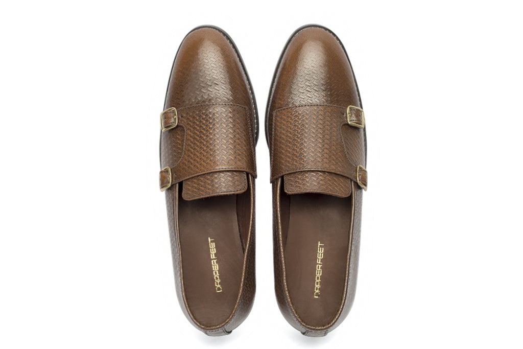 Jacob Monk Straps - Printed Cognac - Dapperfeet