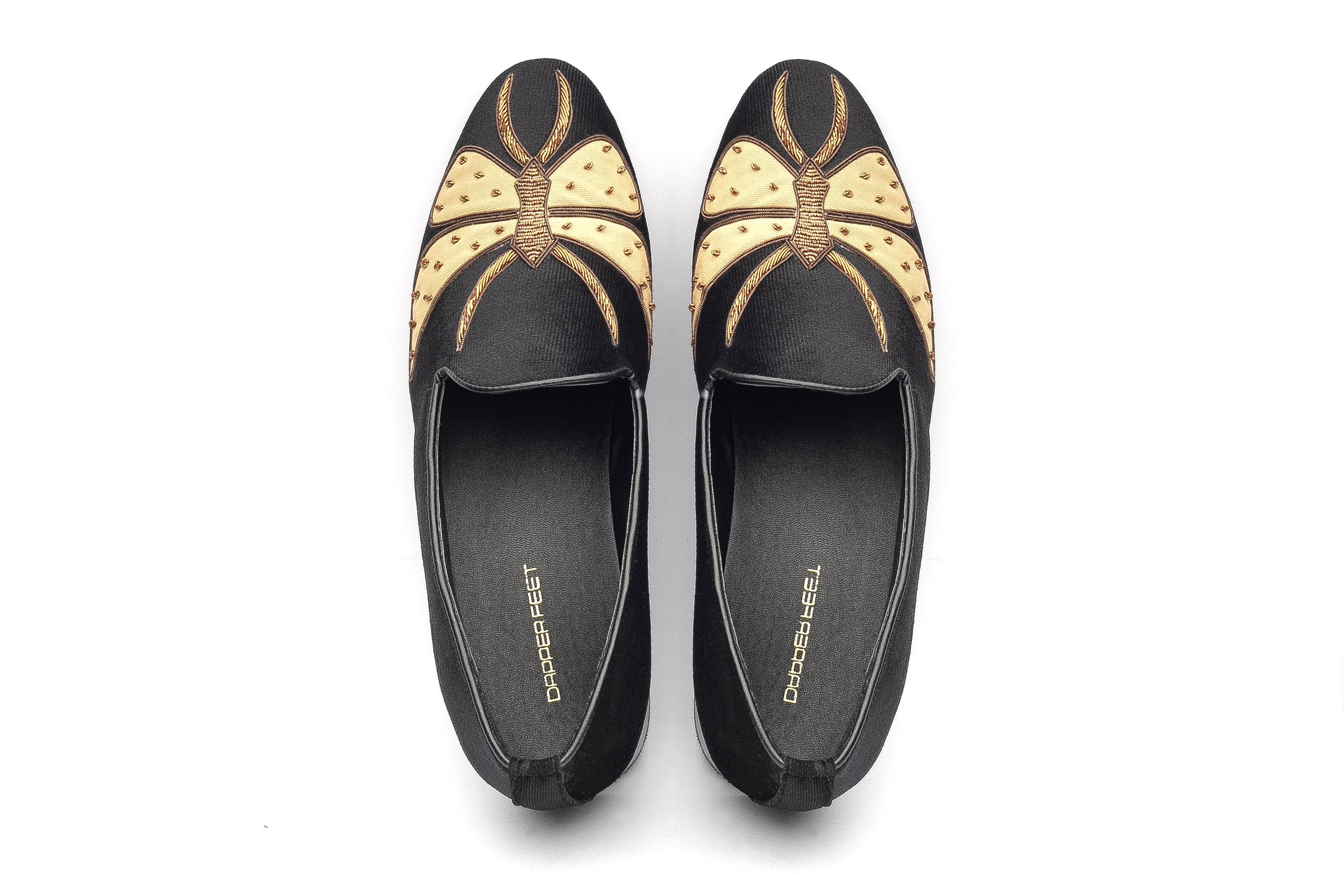 King Bee Zardozi Slipons - Black - Dapperfeet