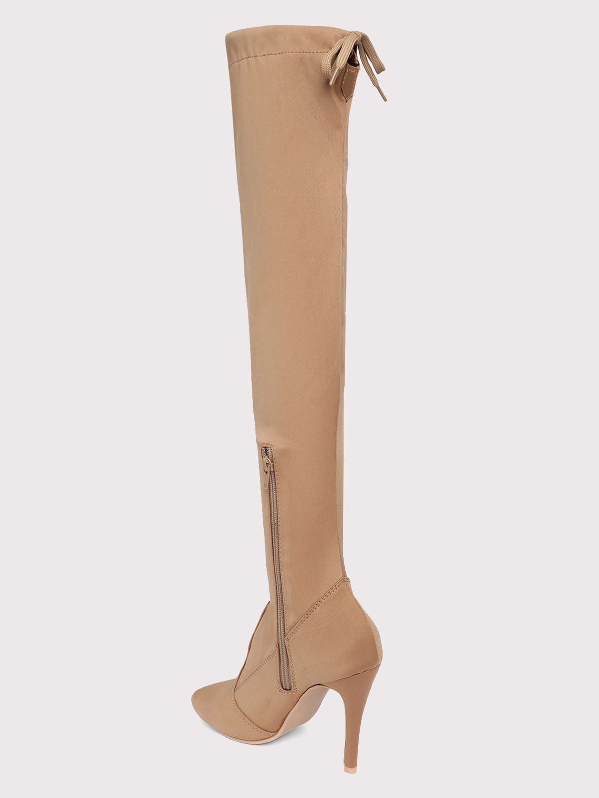 Knee High Stiletto Boots - Tan