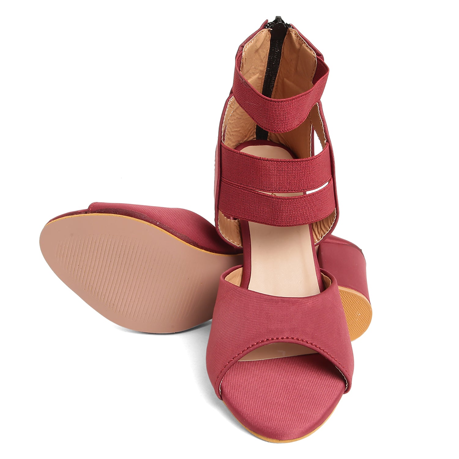 Zip Up Ankle Straps - Mehroon