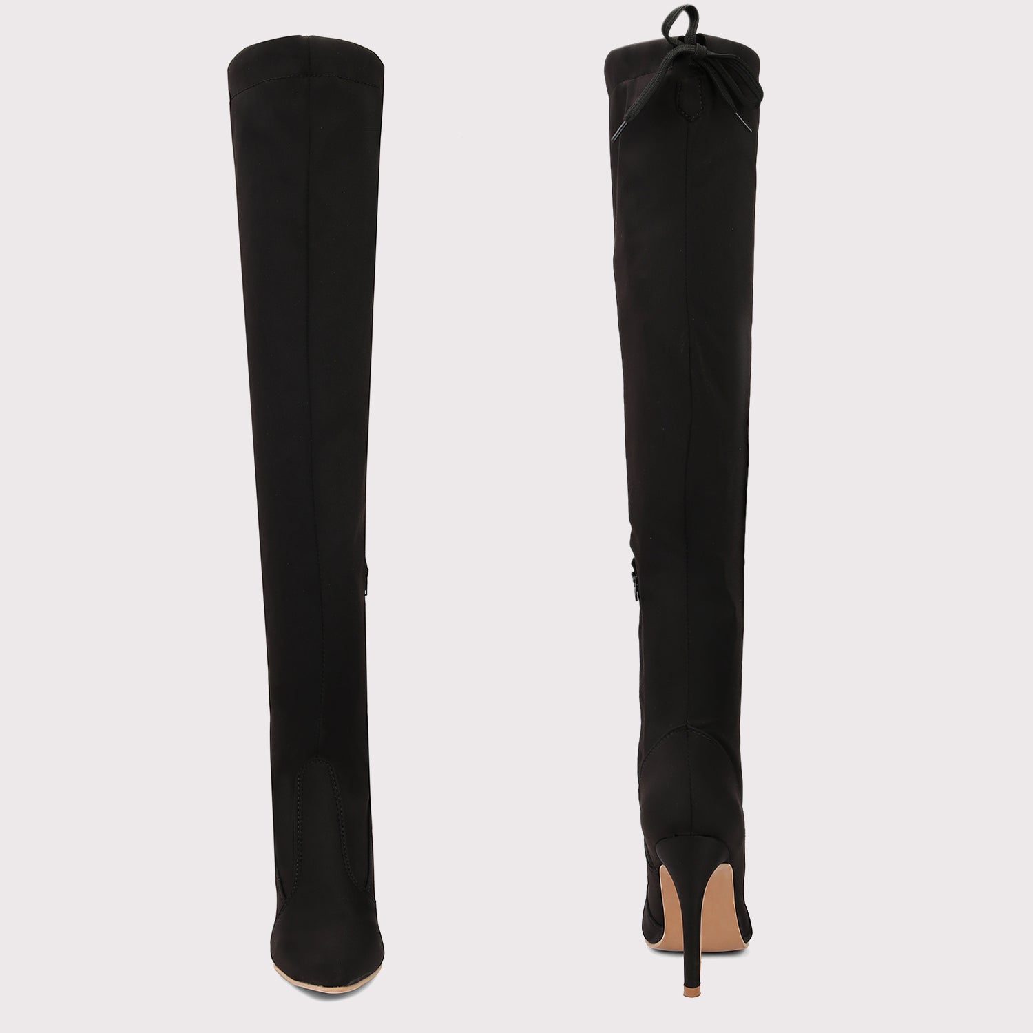 Knee High Stiletto Boots - Black
