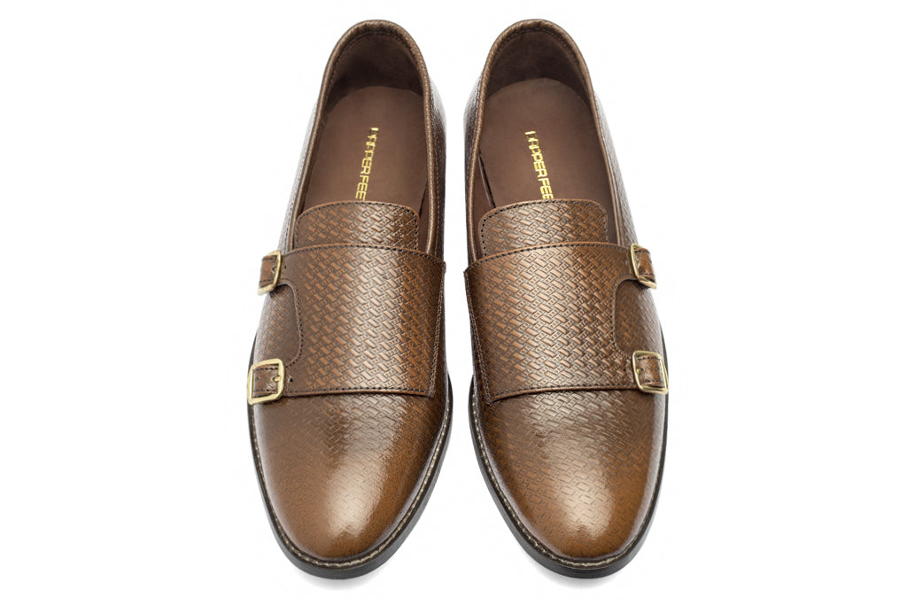 Jacob Monk Straps - Printed Cognac - Dapperfeet