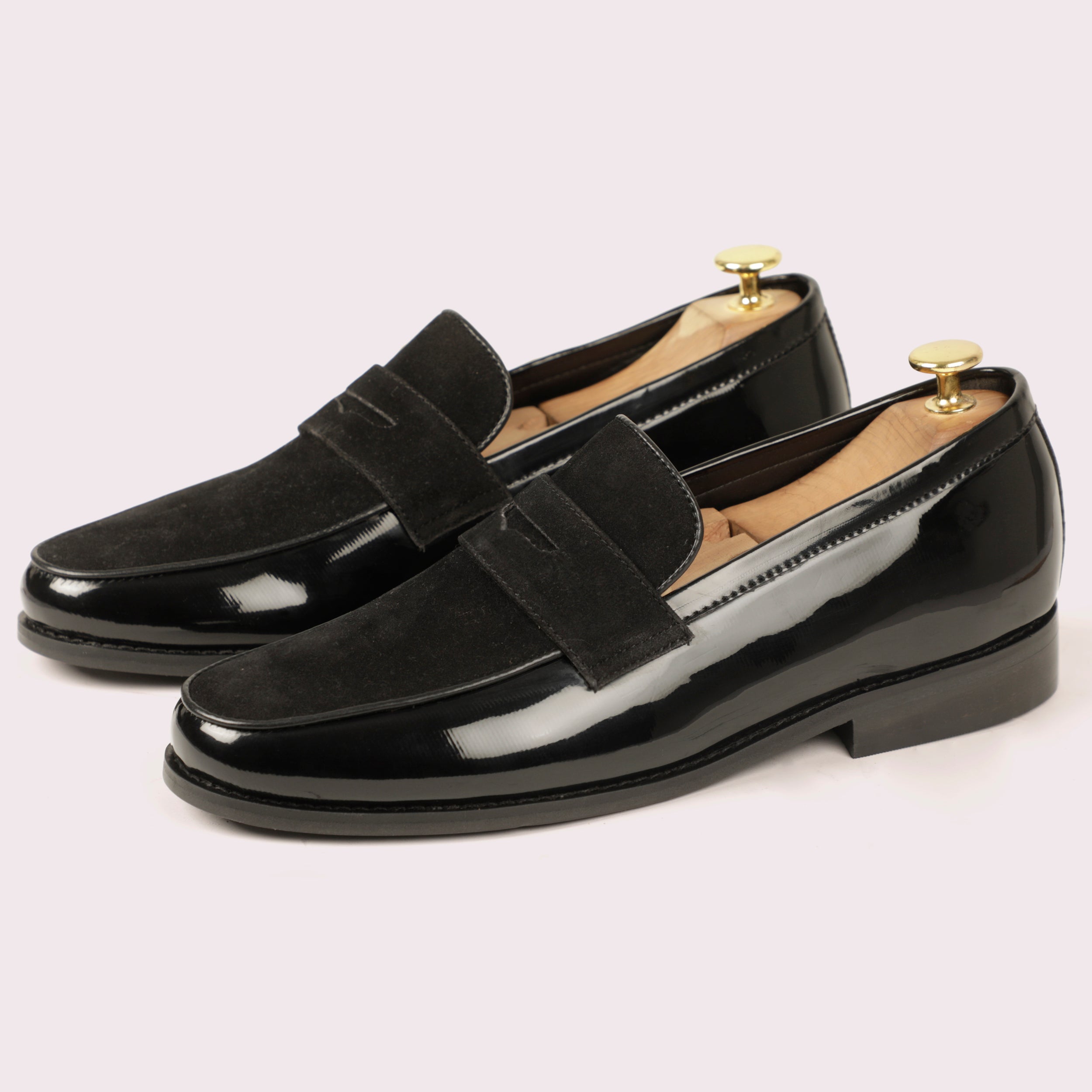 Panamerra Patent Suede Mocassins - Black