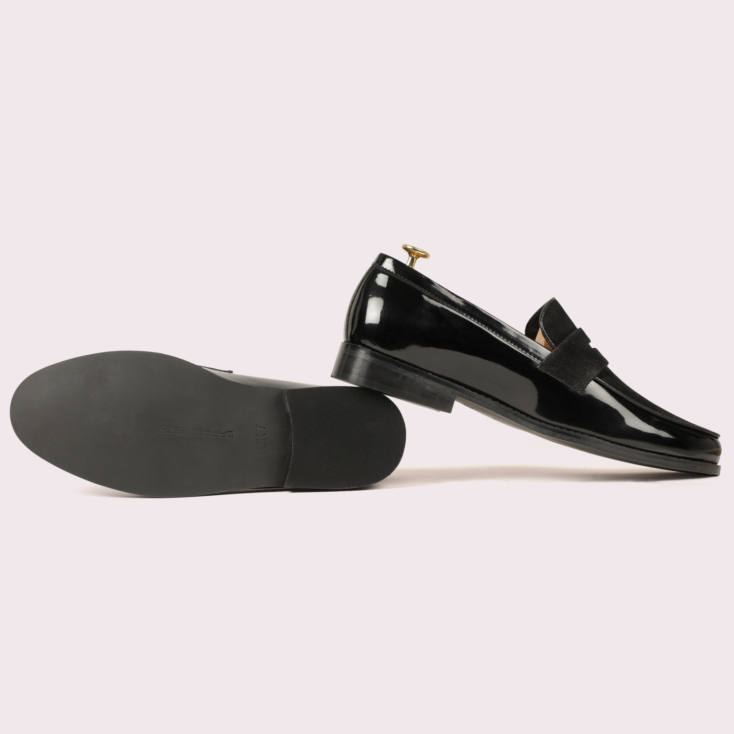 Panamerra Patent Suede Mocassins - Black