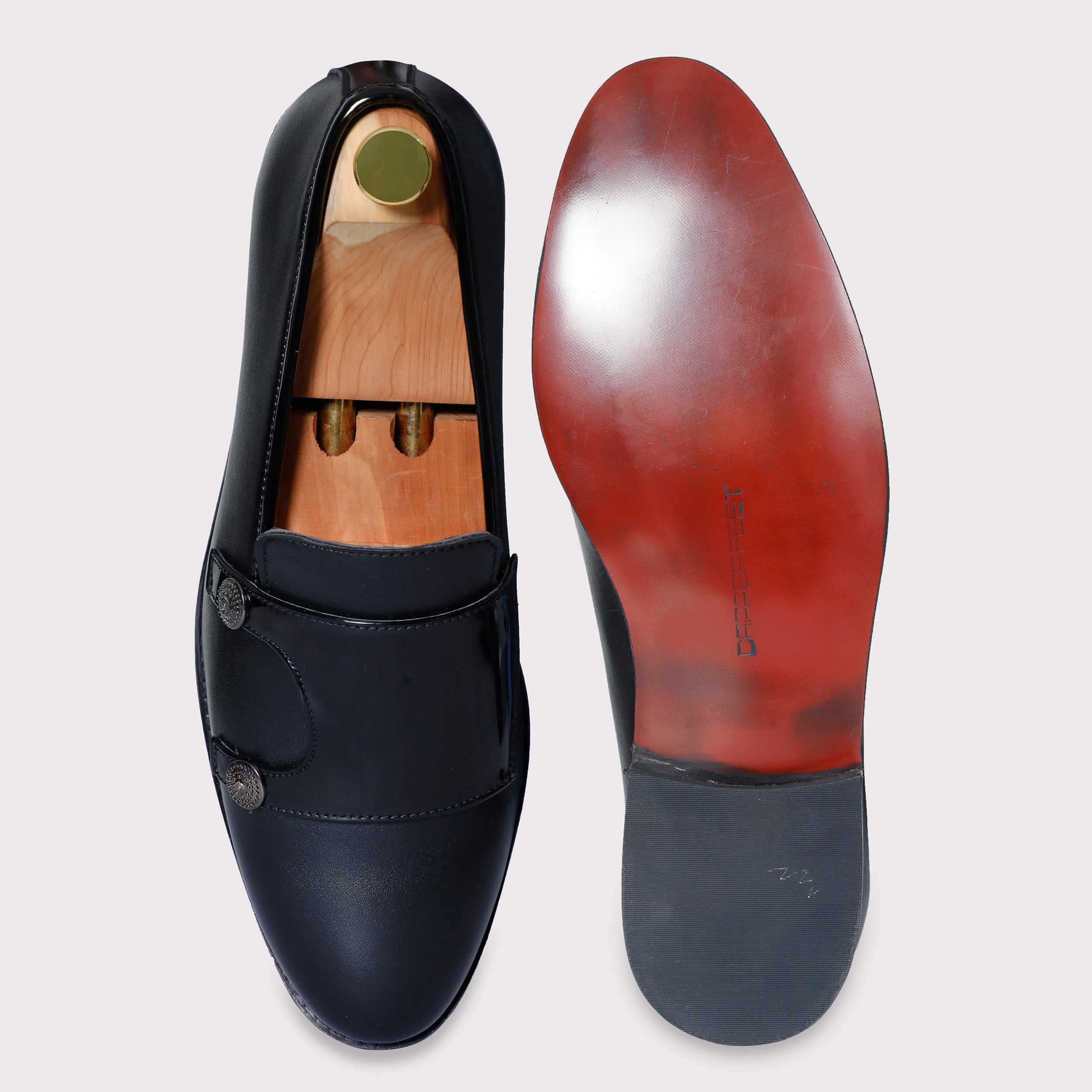 Jason Buttoned Monk Straps - Black - Dapperfeet