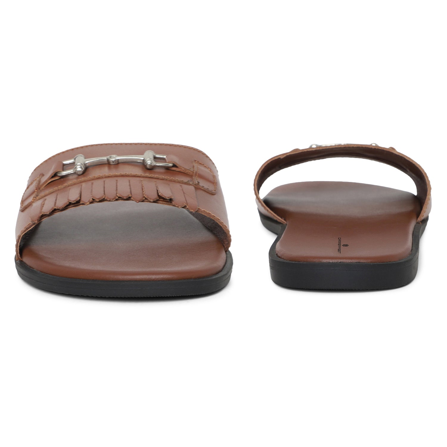Horsebit Buckle Slippers - Tan