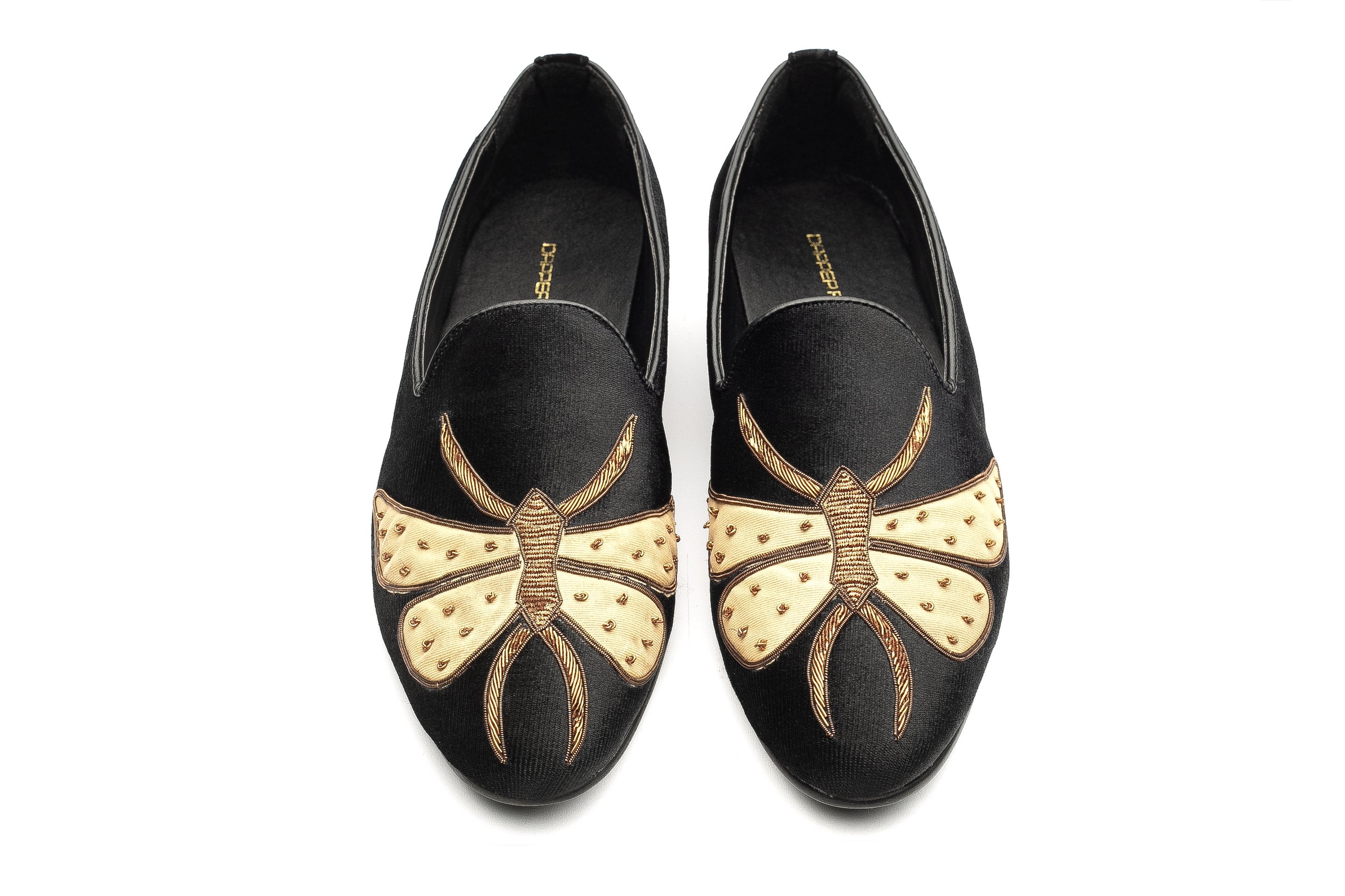 King Bee Zardozi Slipons - Black - Dapperfeet
