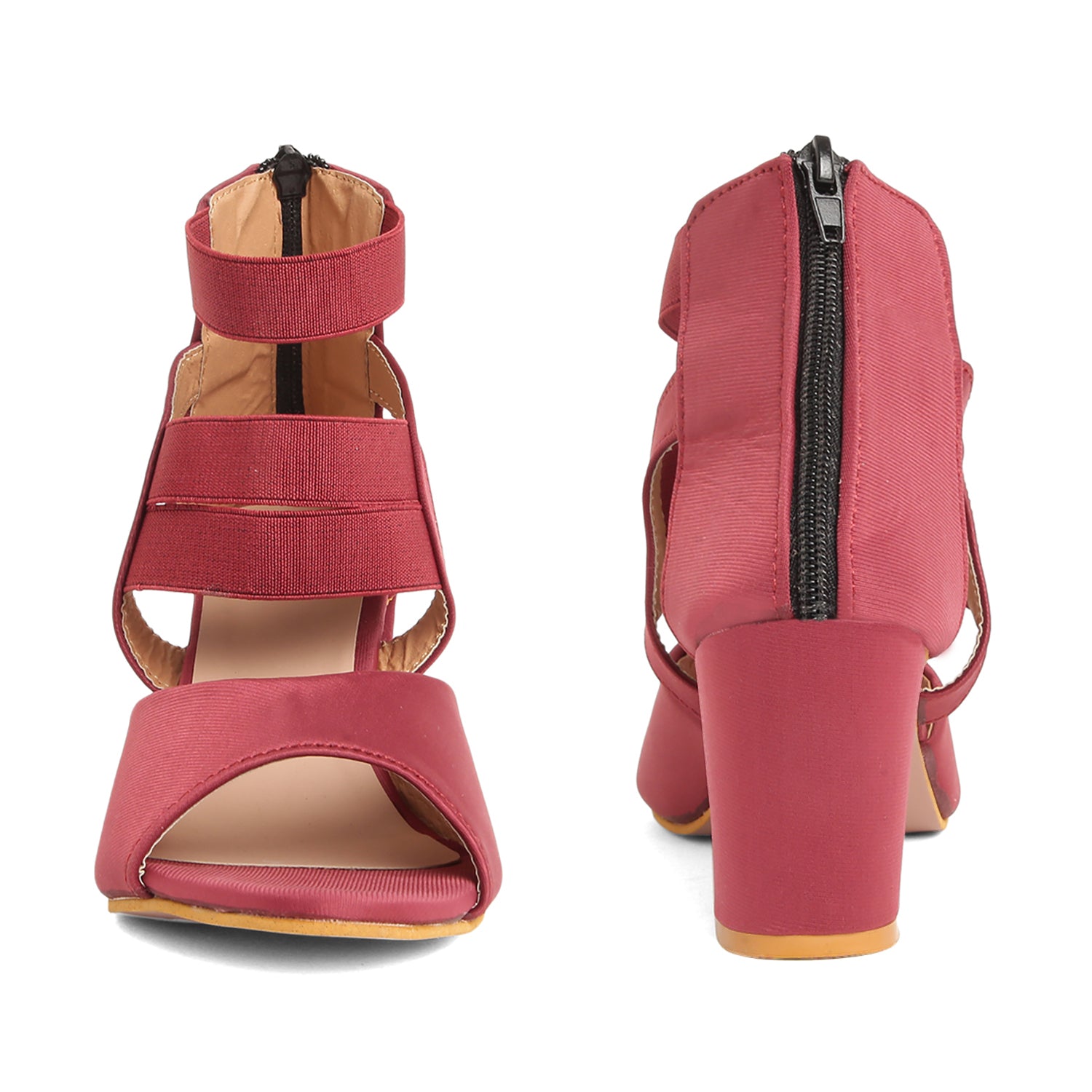 Zip Up Ankle Straps - Mehroon