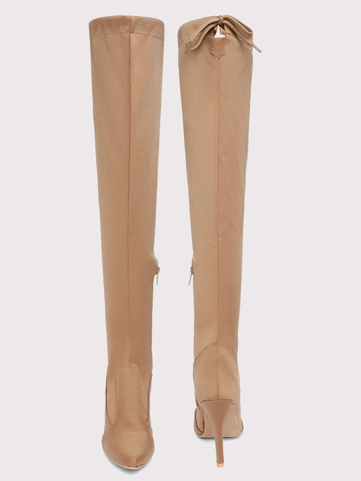 Knee High Stiletto Boots - Tan