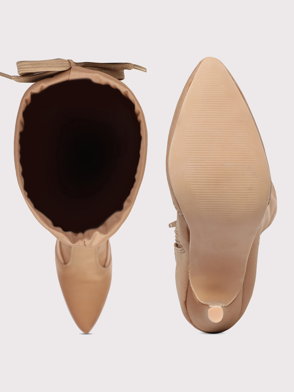 Knee High Stiletto Boots - Tan