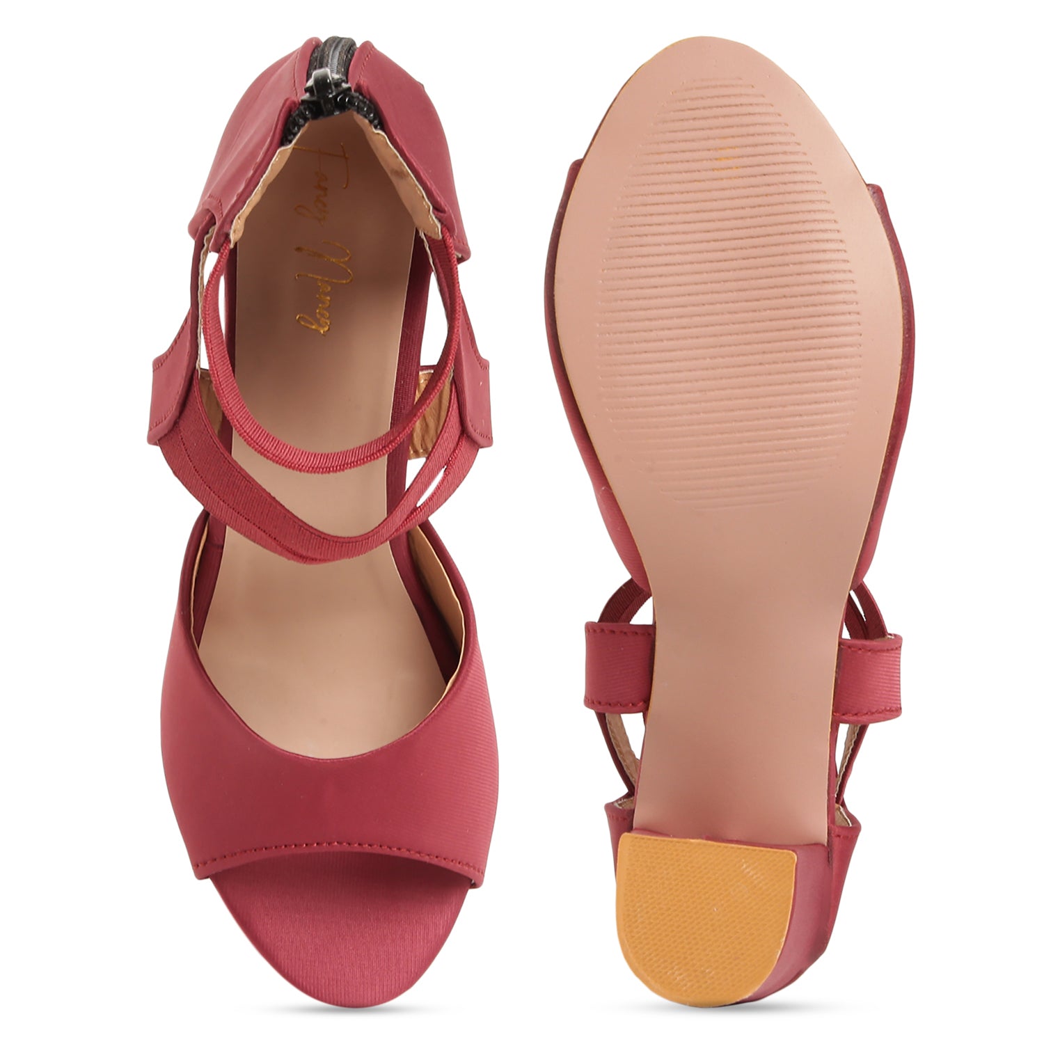 Zip Up Ankle Straps - Mehroon