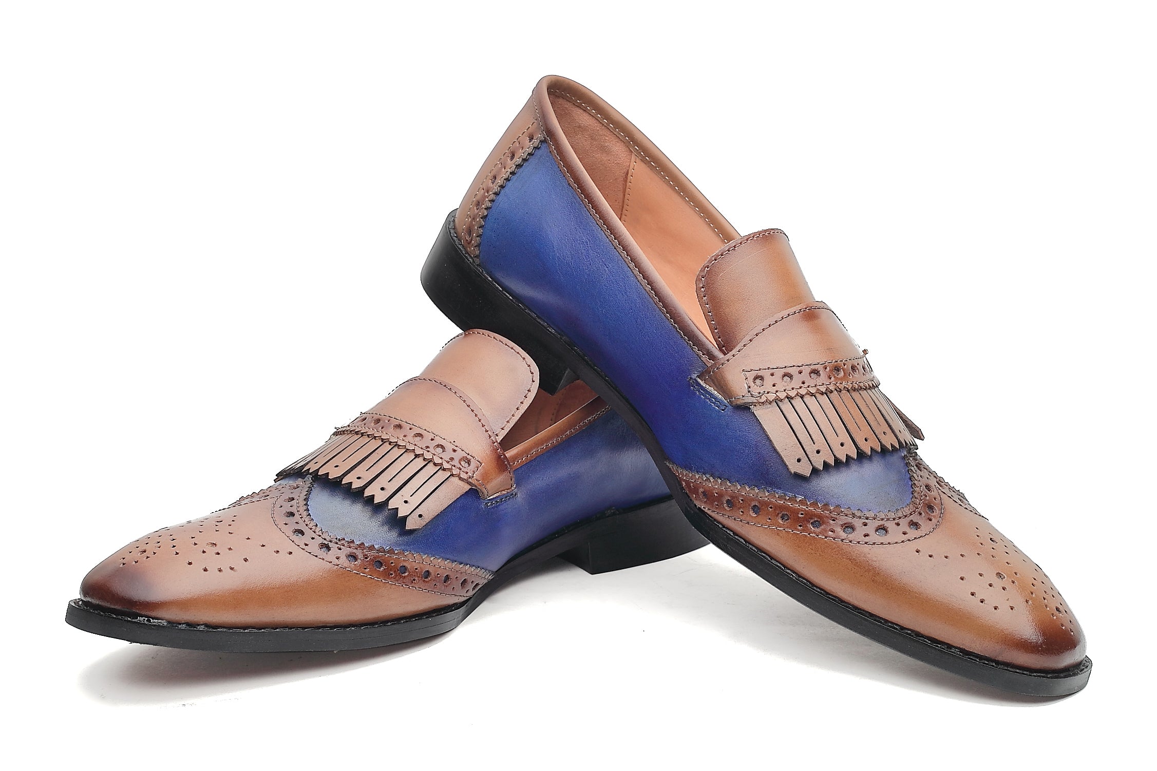 Mayfair Loafers - Tan/Blue - Dapperfeet