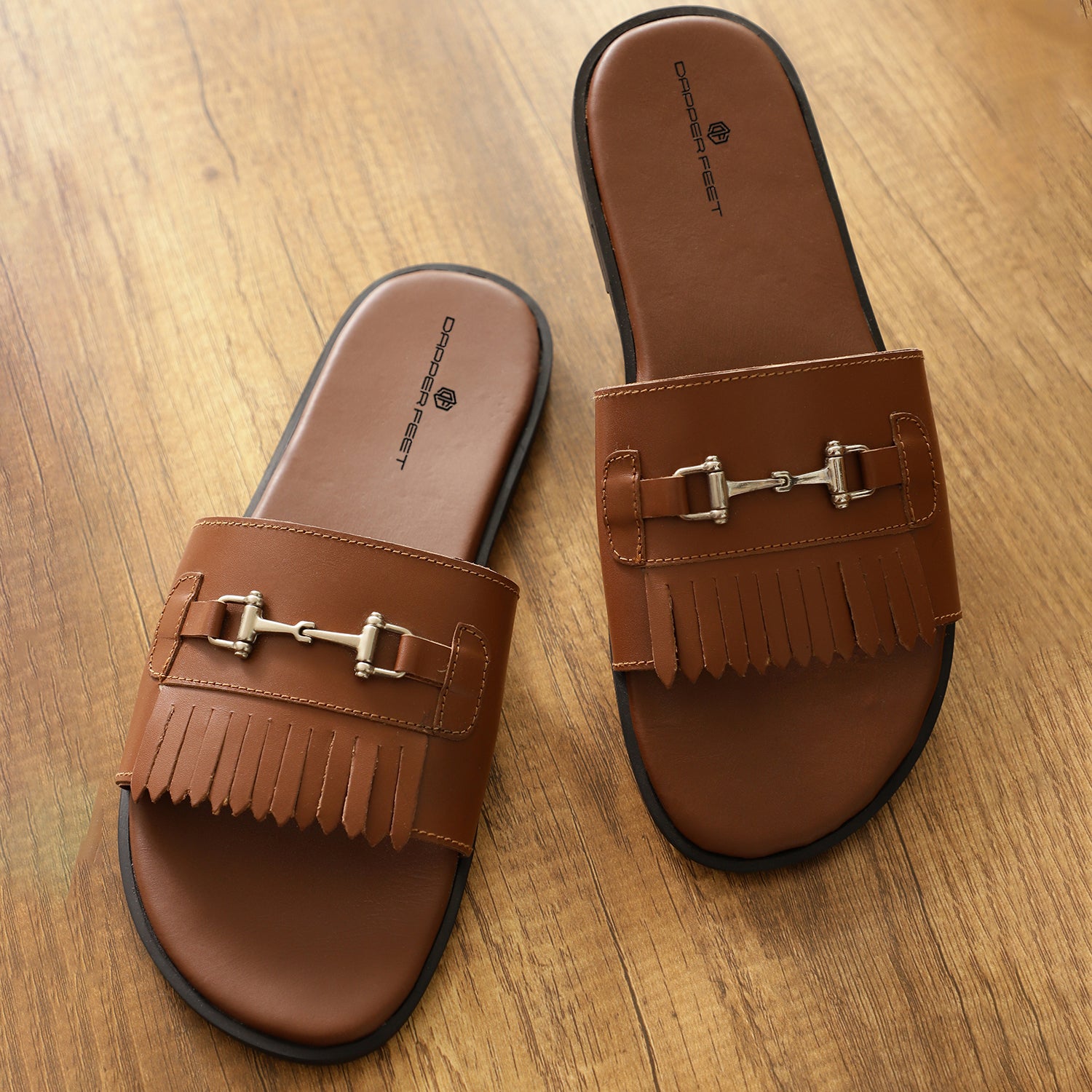 Horsebit Buckle Slippers - Tan