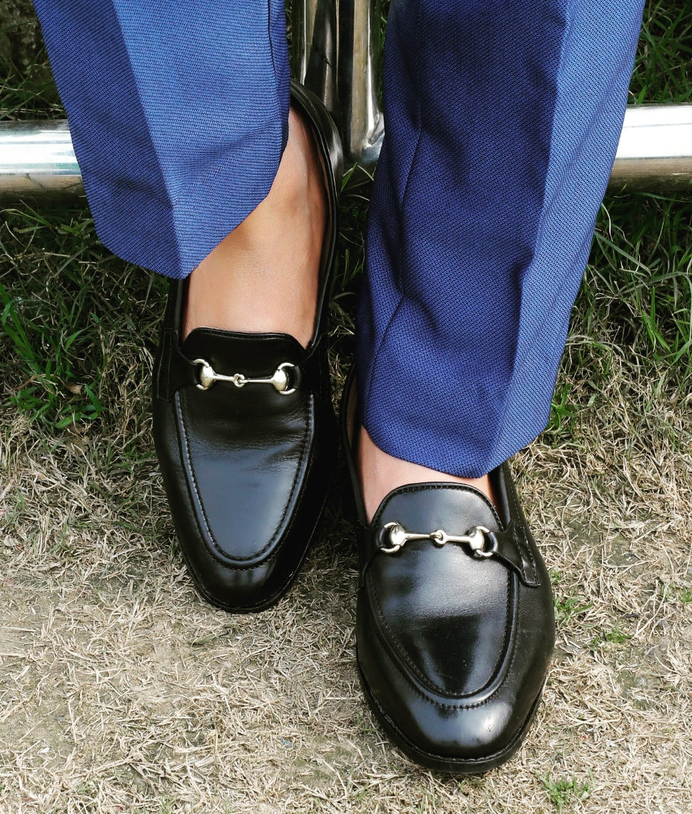 Charma Buckle Loafers – Black
