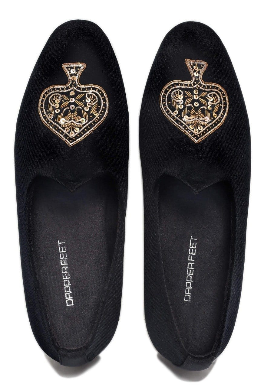 Spade Zardozi Saagans Velvet - Black - Dapperfeet