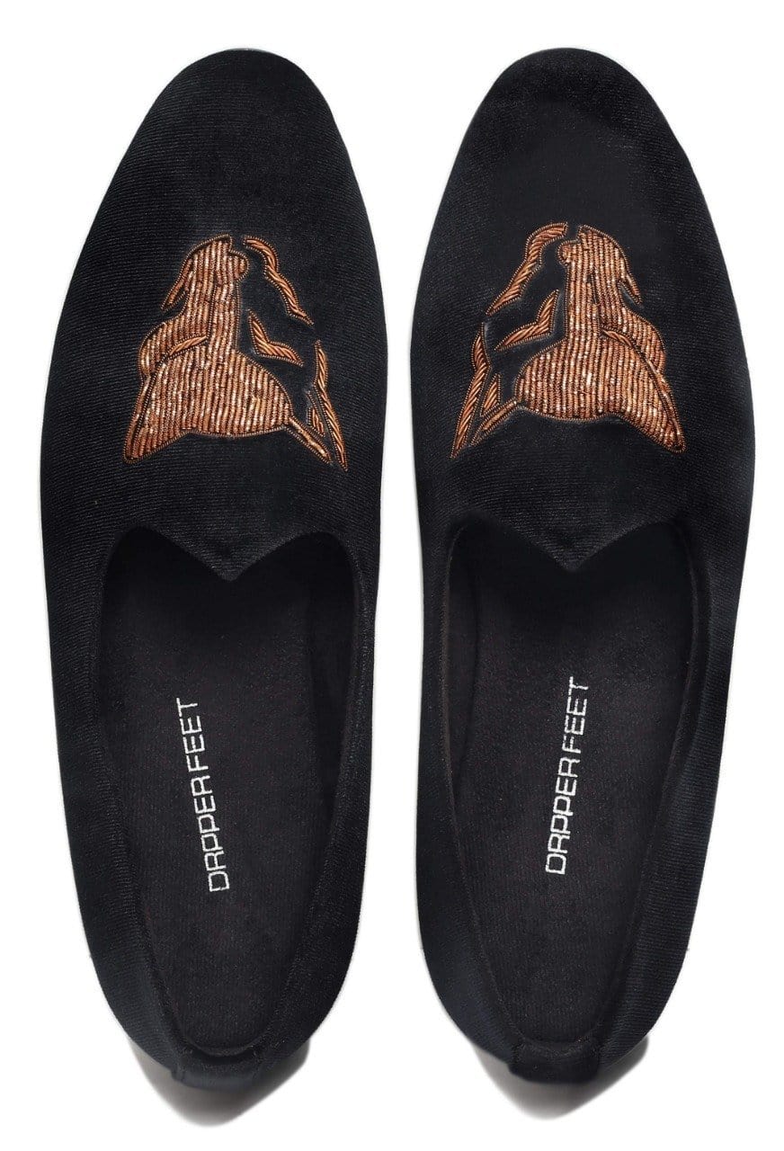 Wolf Zardozi Saagans Velvet - Black - Dapperfeet