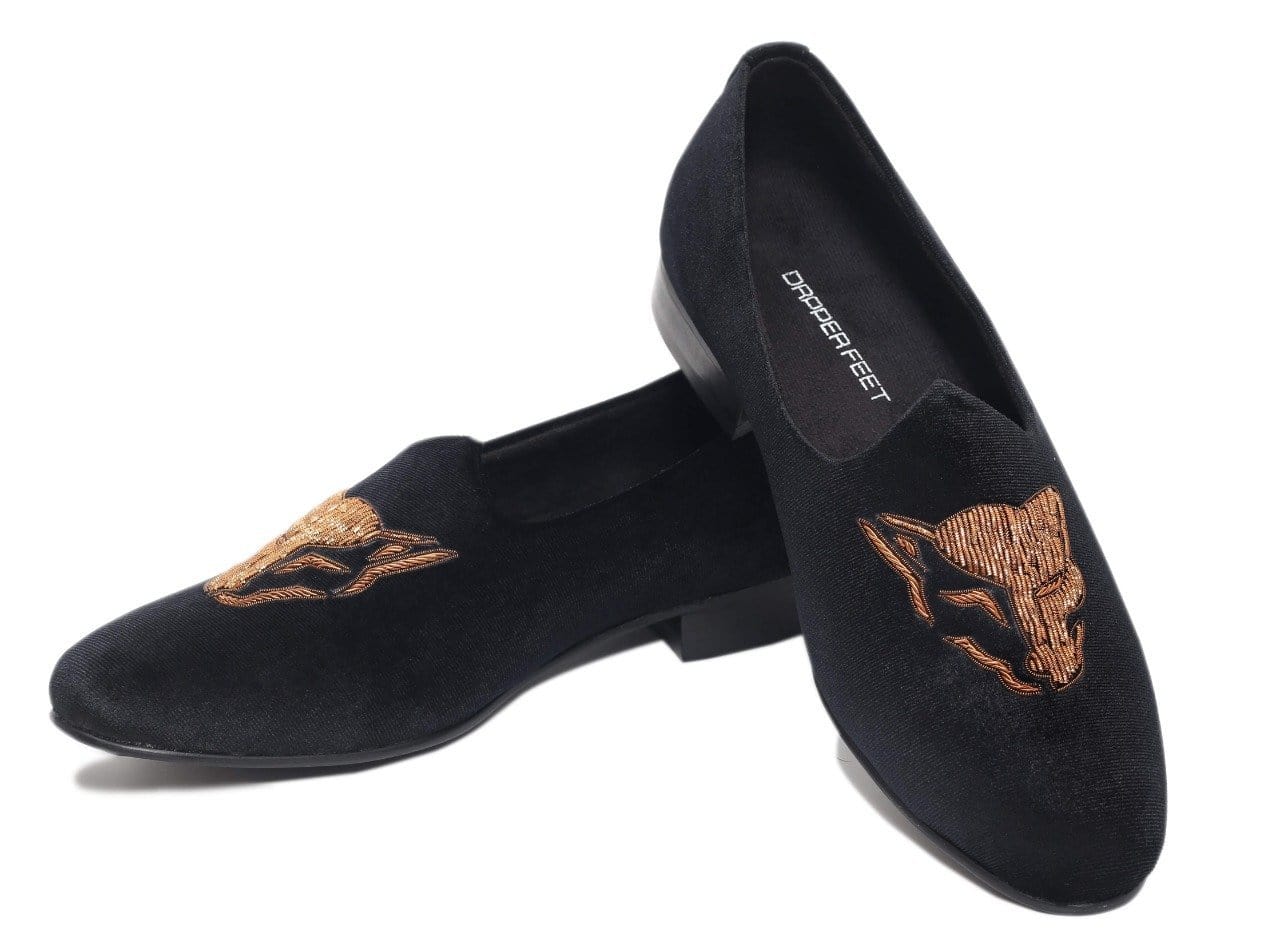 Wolf Zardozi Saagans Velvet - Black - Dapperfeet
