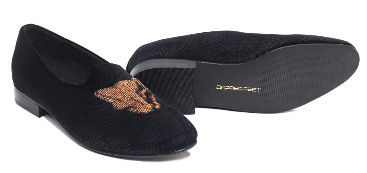 Wolf Zardozi Saagans Velvet - Black - Dapperfeet