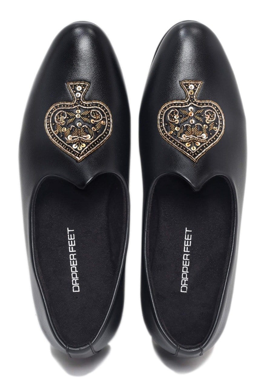 Spade Zardozi Saagans Faux Leather - Black - Dapperfeet