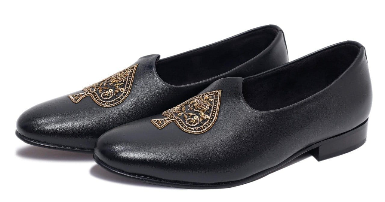 Spade Zardozi Saagans Faux Leather - Black - Dapperfeet