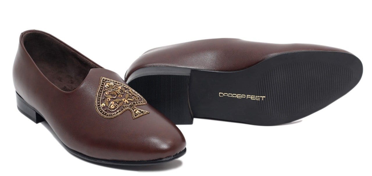 Spade Zardozi Saagans Faux Leather - Brown - Dapperfeet