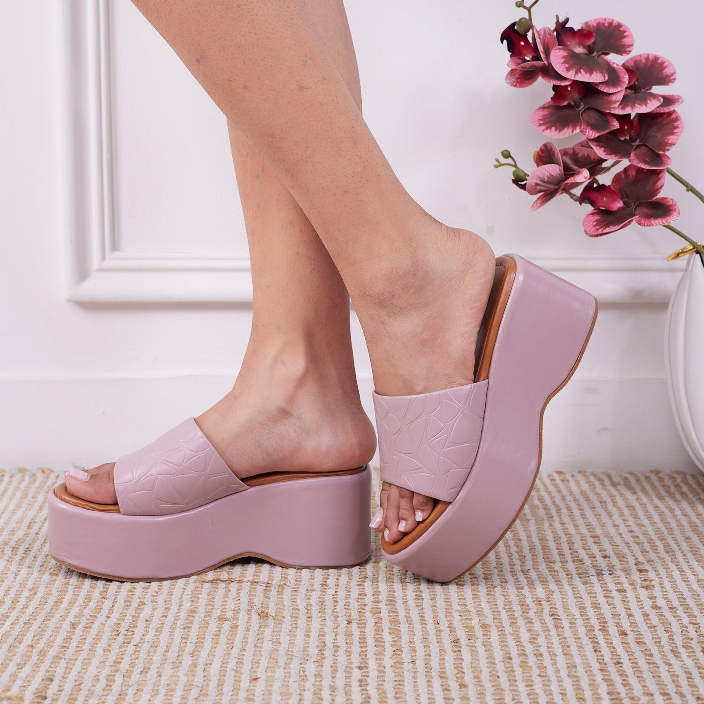 Quilted Chunky Platforms - Mauve