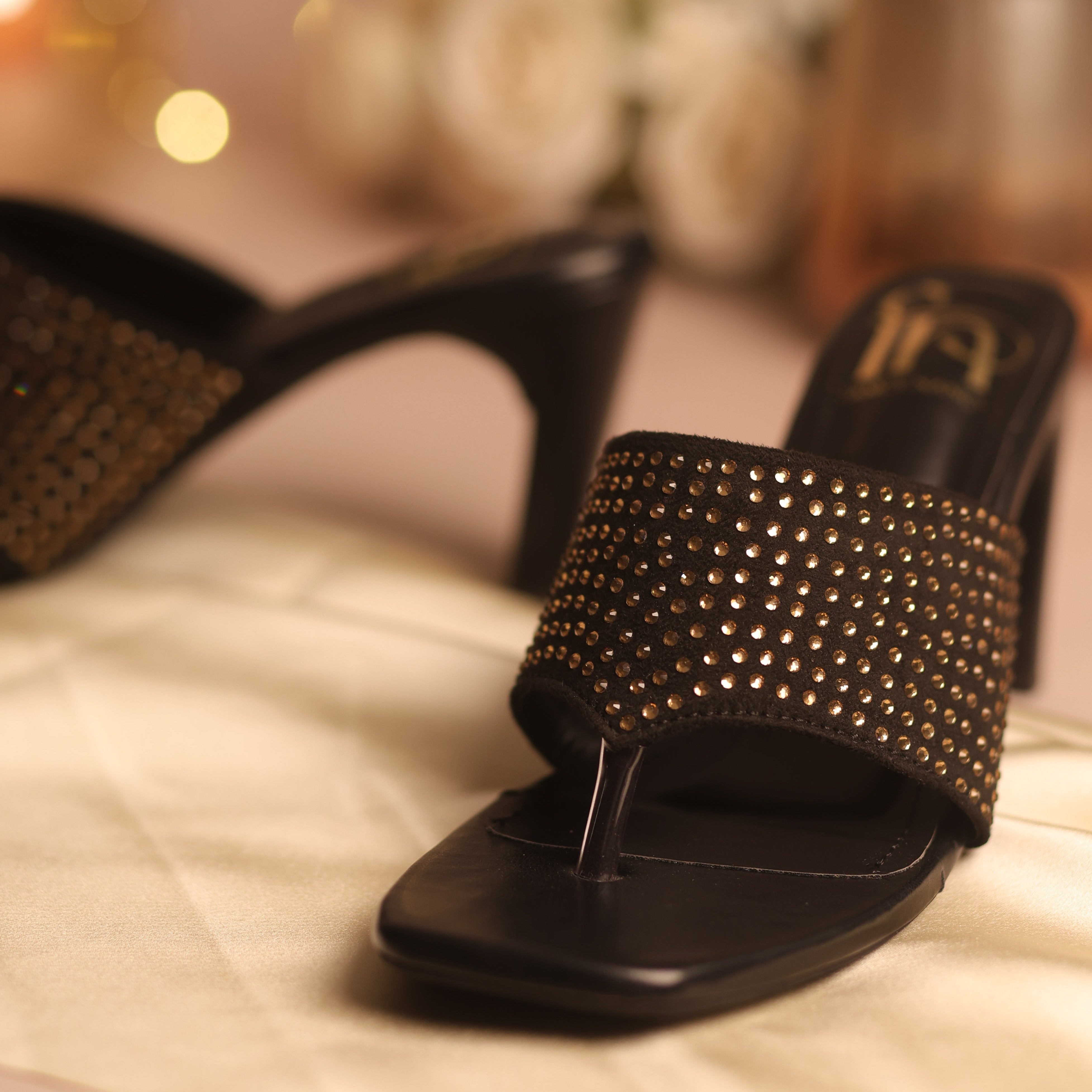 Swarovski Studded Heels-Black