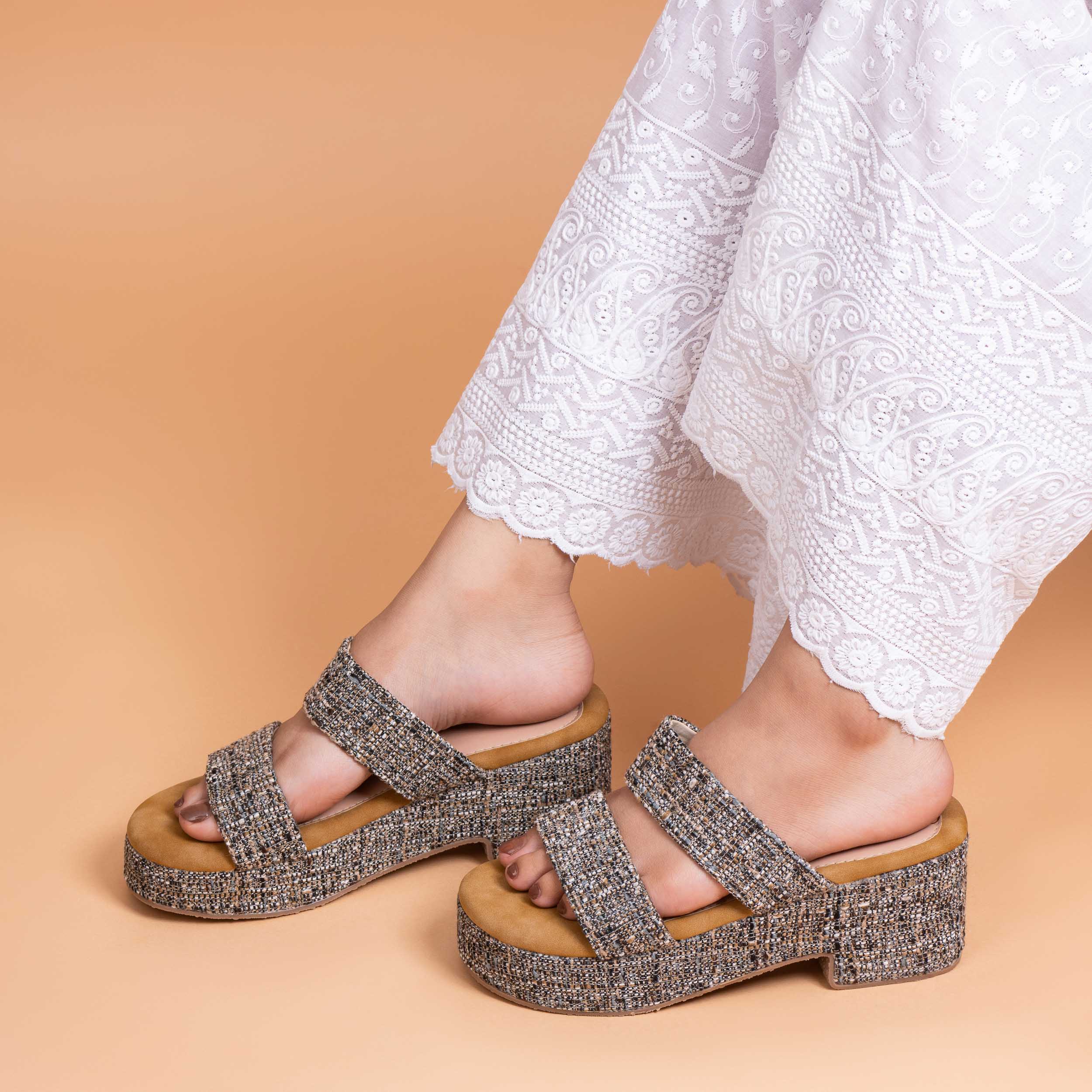 Double Strap Jute Platforms - Grey