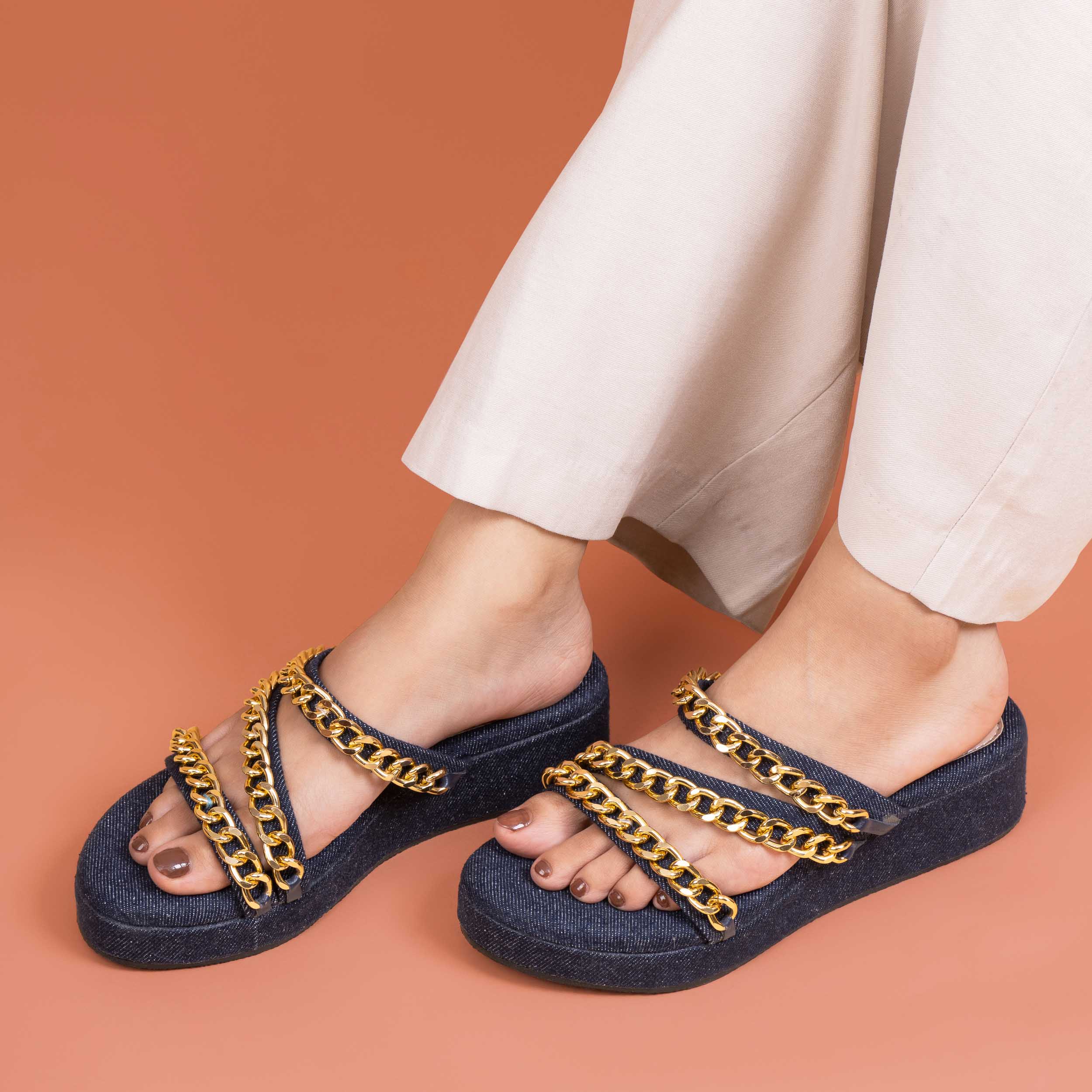 Chained Strap Platform - Navy